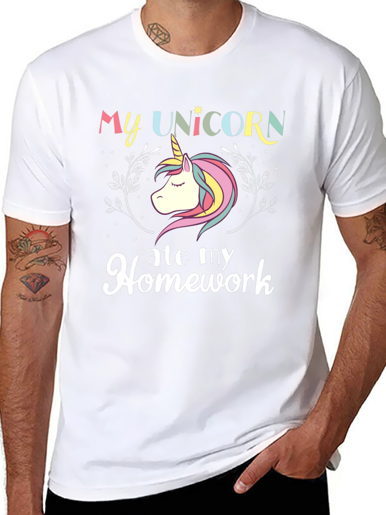 Black My Unicorn Ate My Homework T-Shirt view 8