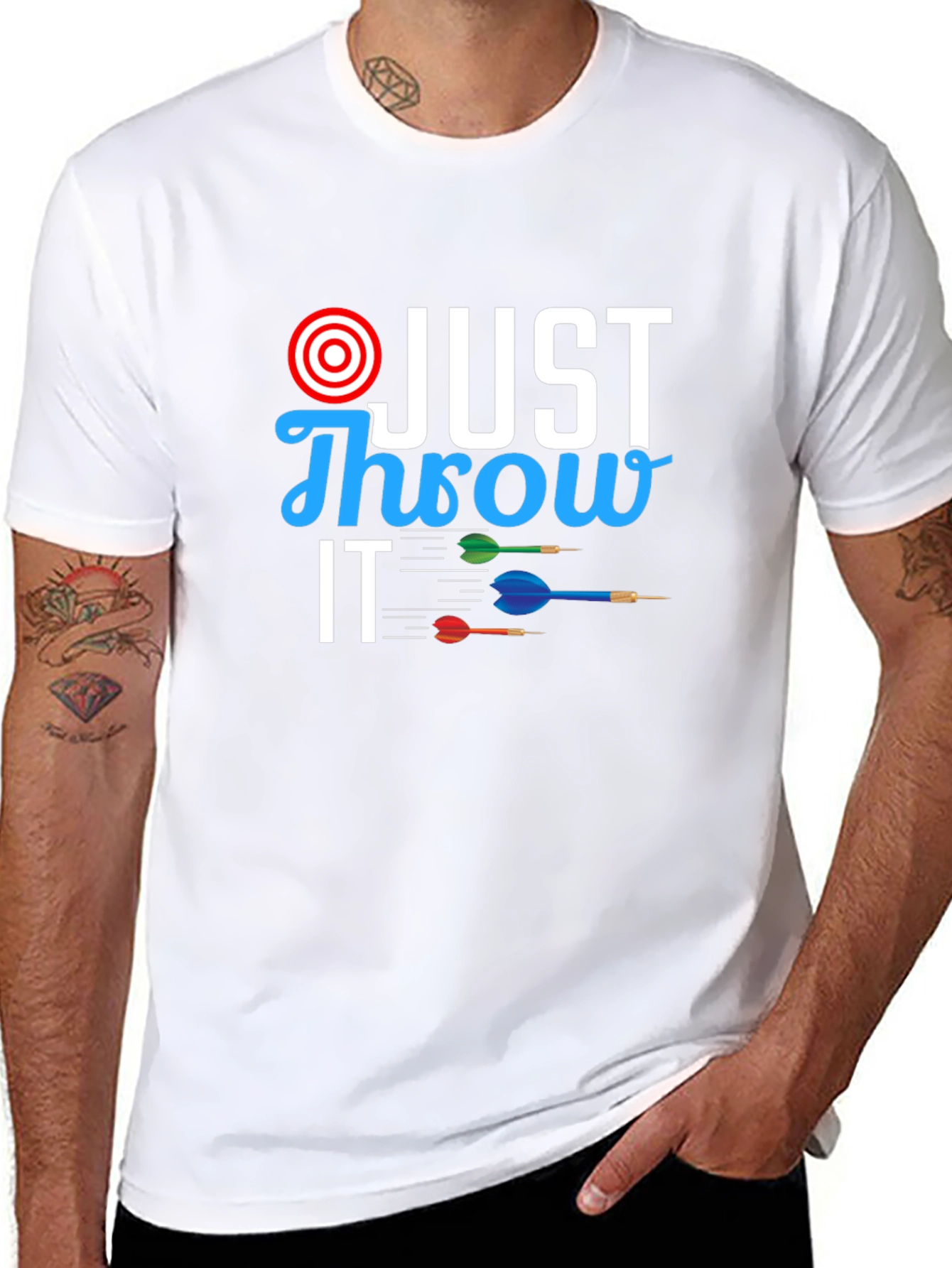 Black Just Throw It T-Shirt - Dart Design view 8
