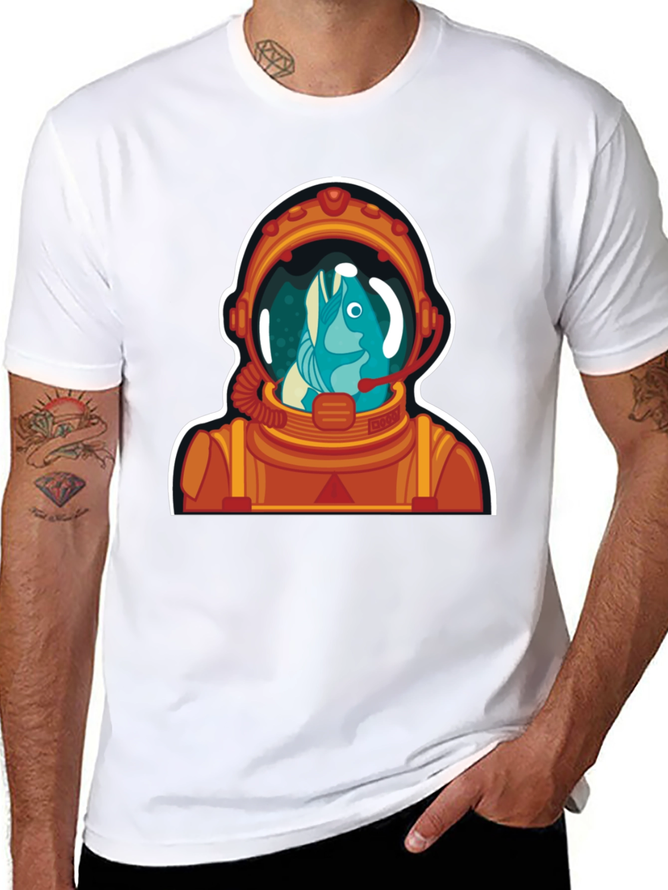 Black Astronaut Fish Graphic Tee - Space Humor view 8