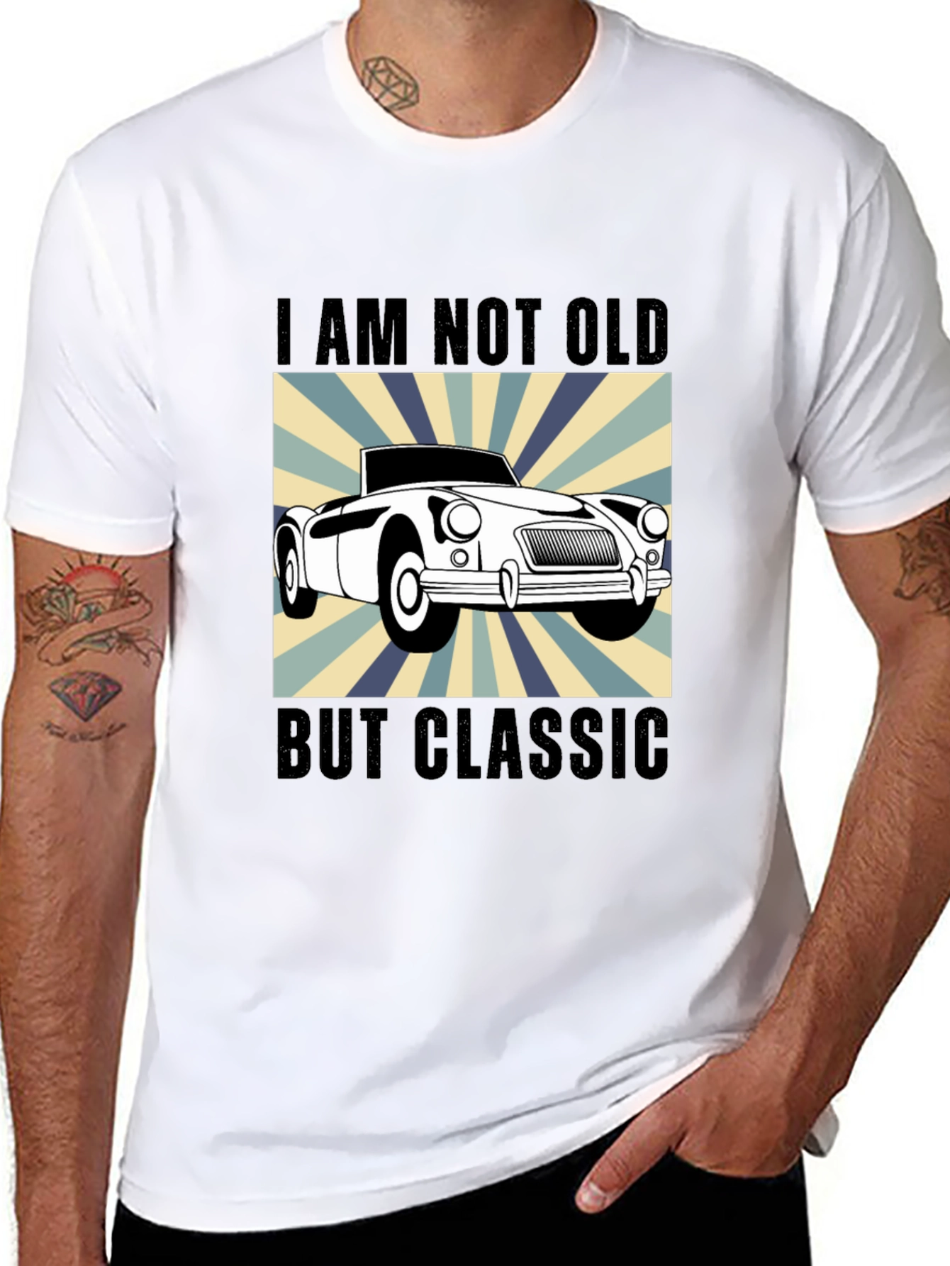 Black Classic Car T-Shirt - I Am Not Old But Classic view 8