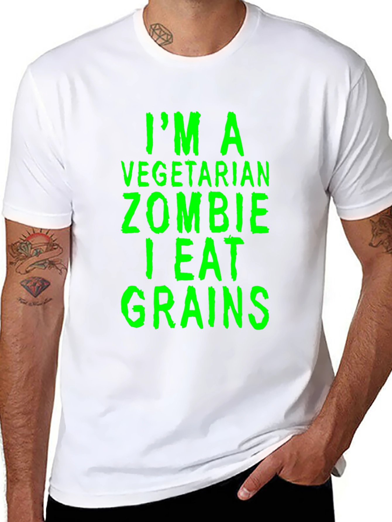 Black Vegetarian Zombie Grain Eater Graphic Tee view 8