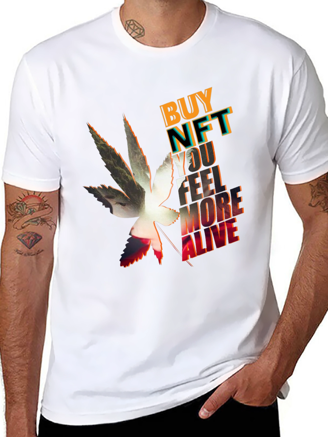 Black Buy NFT Feel More Alive Graphic Tee view 8