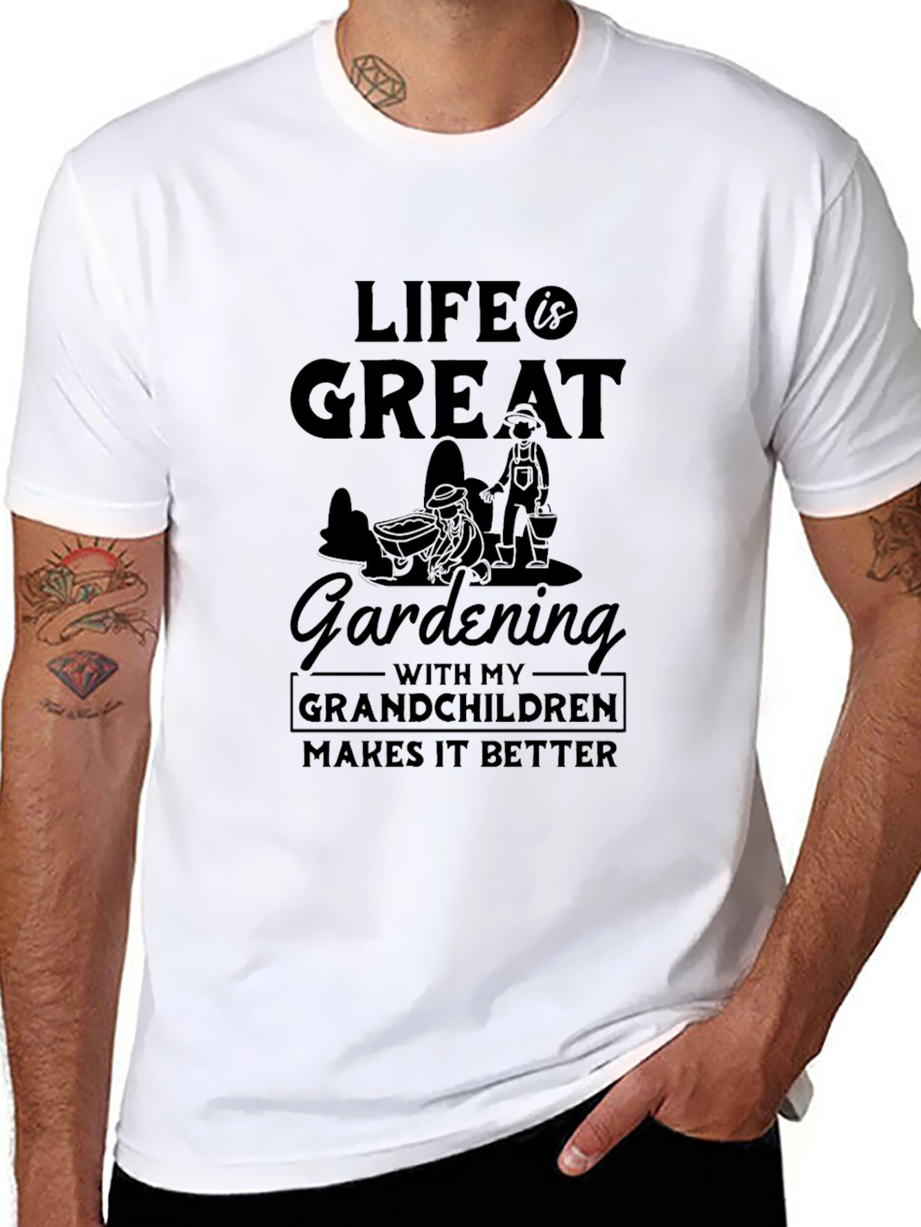 Black Life is Great Gardening Grandchildren T-Shirt view 8