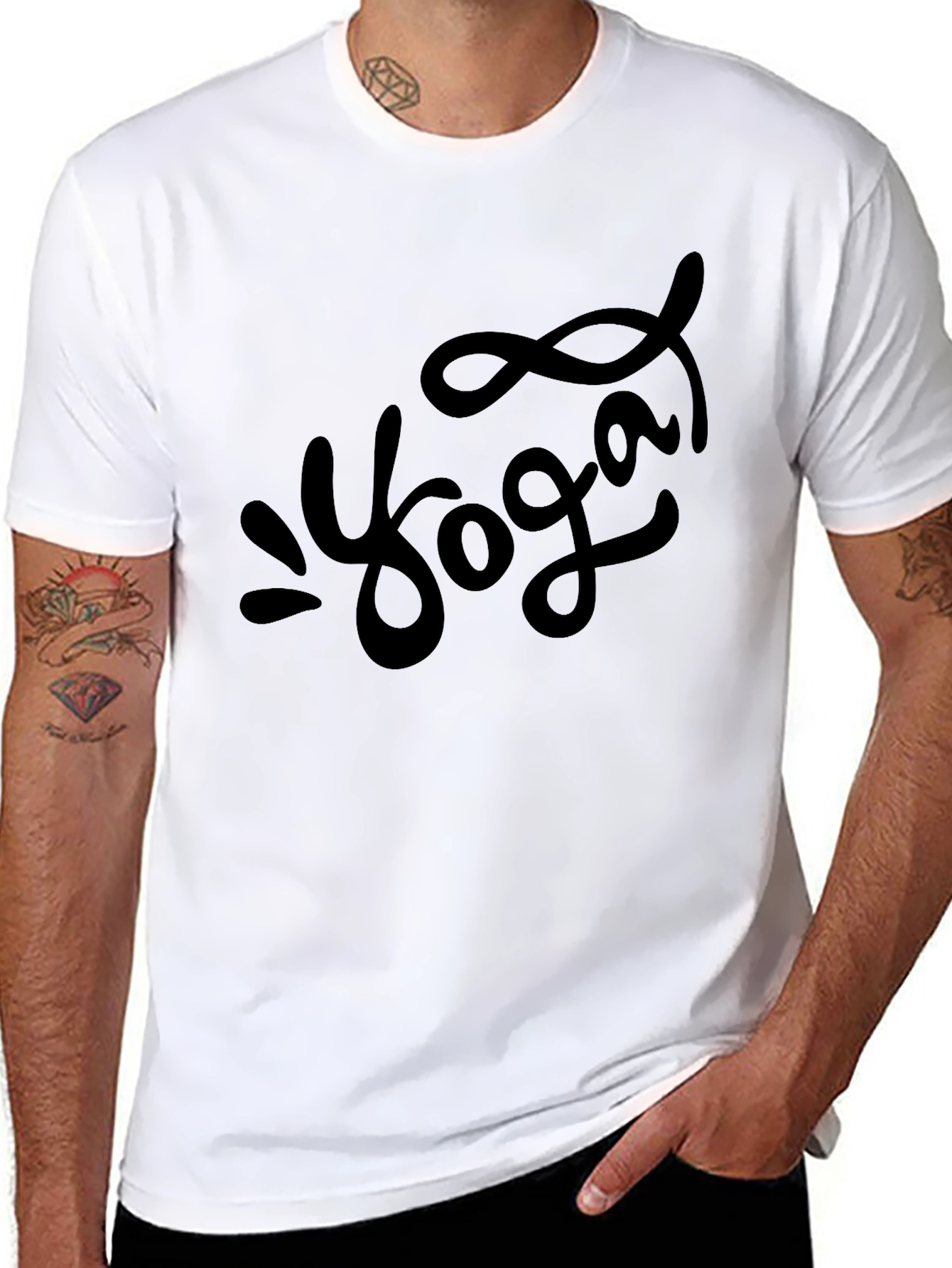 Black Yoga Graphic Print Black T-Shirt view 8