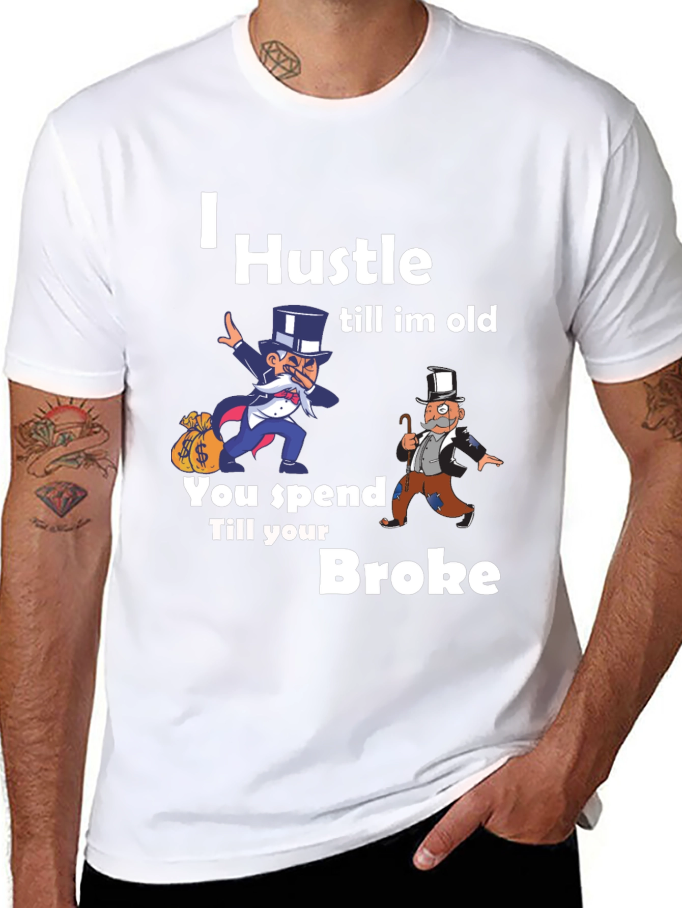 Black I Hustle Till I'm Old Graphic T-Shirt view 8
