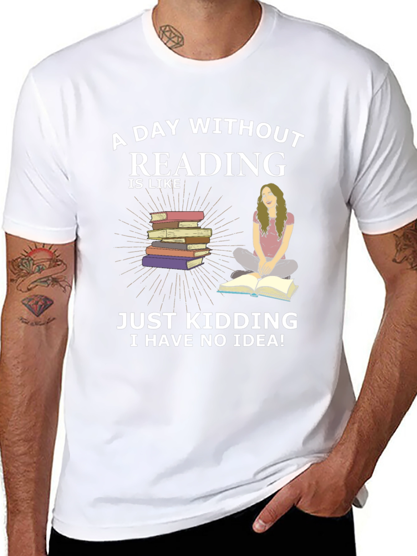 Black Reading Humor T-Shirt - A Day Without Reading view 8