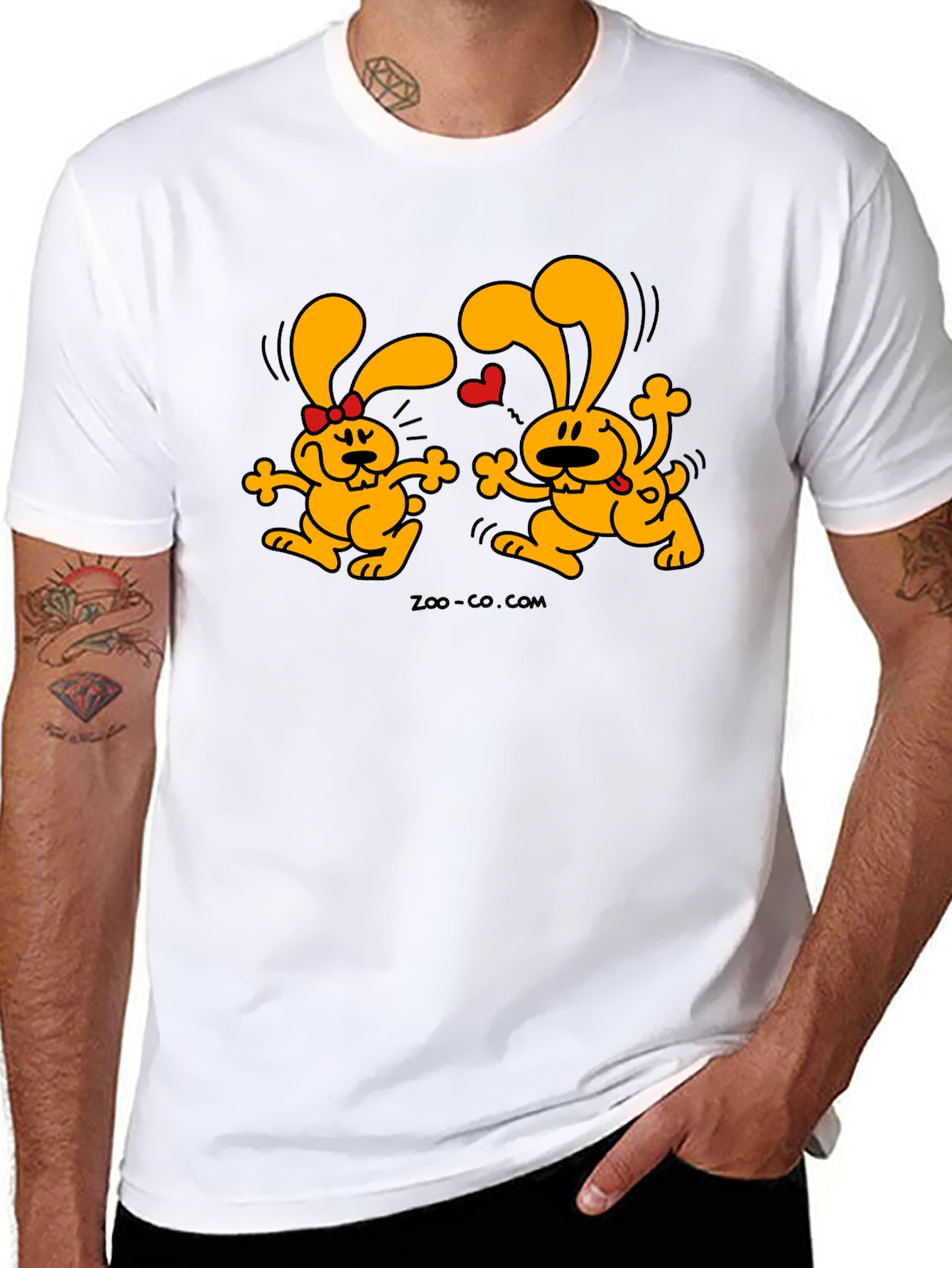 Black Cute Cartoon Couple T-Shirt view 8