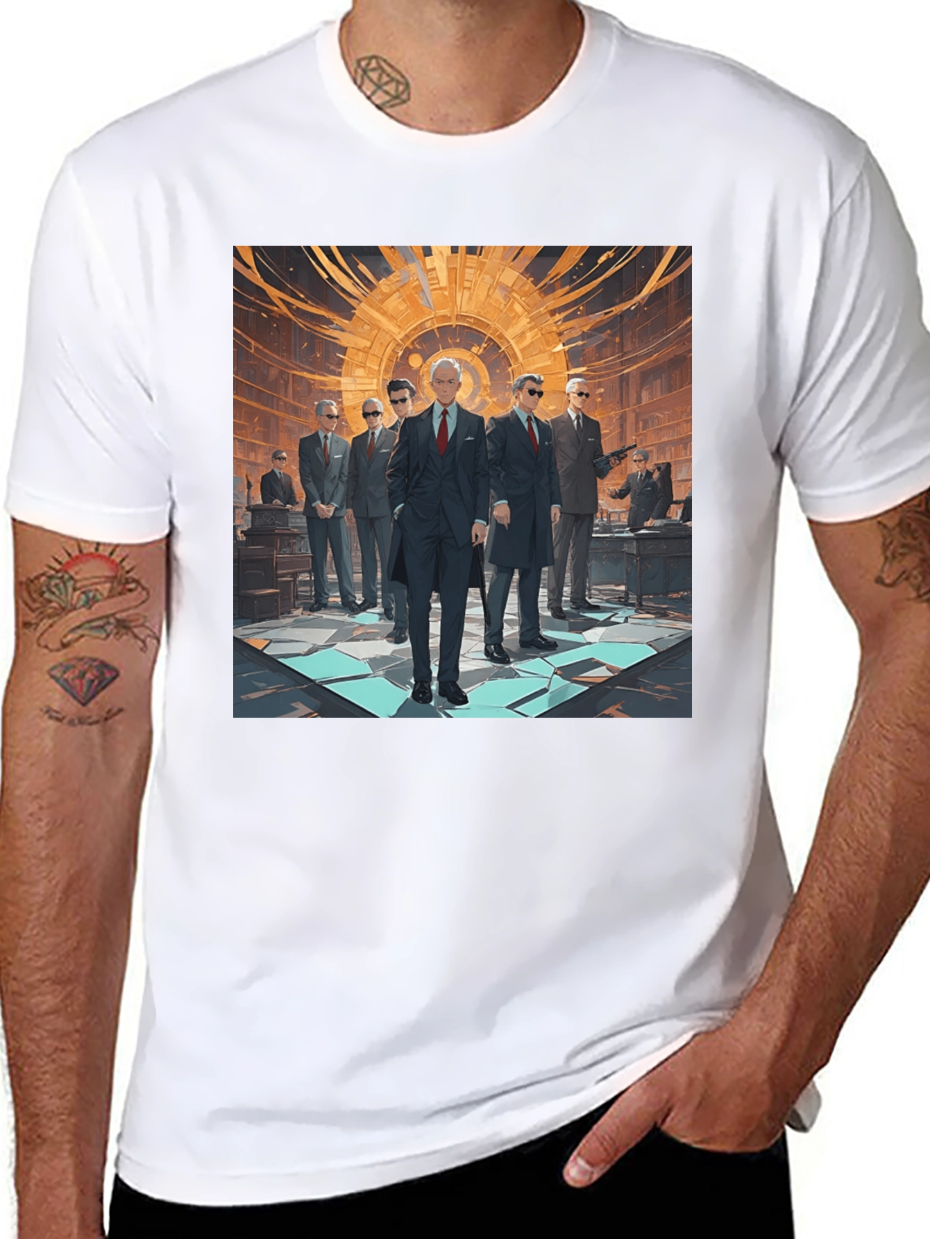 Black Stylish Graphic Print Crew Neck T-Shirt view 8