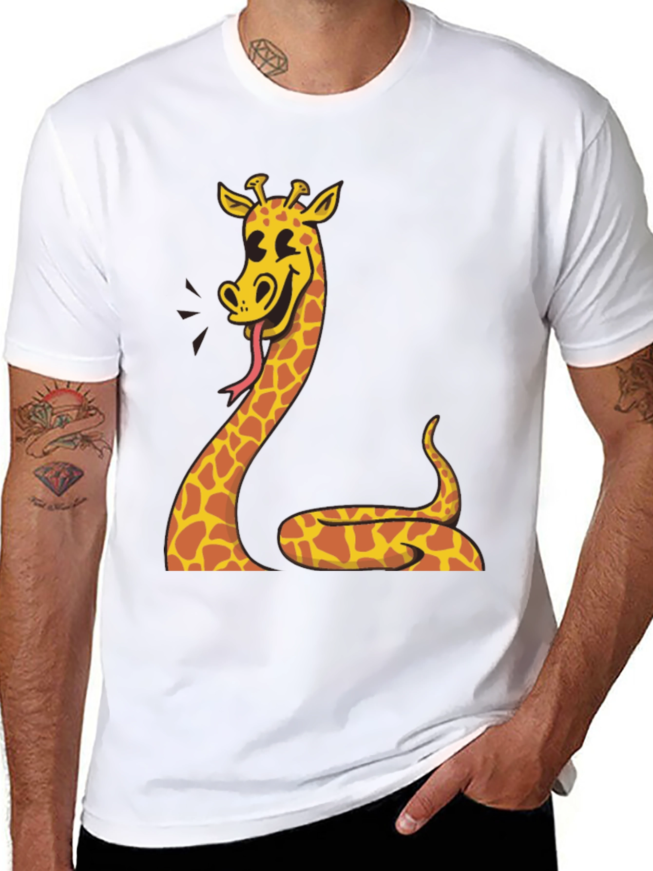 Black Giraffe Snake Funny Graphic Tee view 8