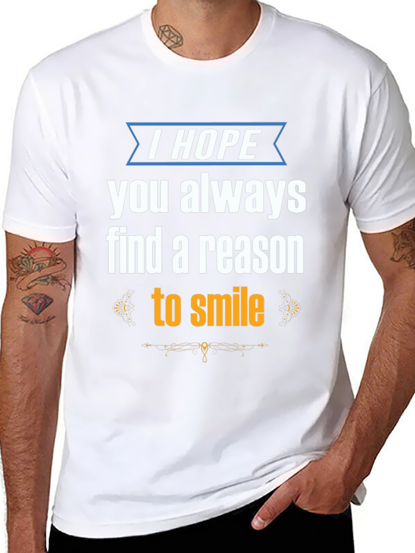 Black Inspirational Graphic Tee - "I Hope You Always Find a Reason to Smile" view 8