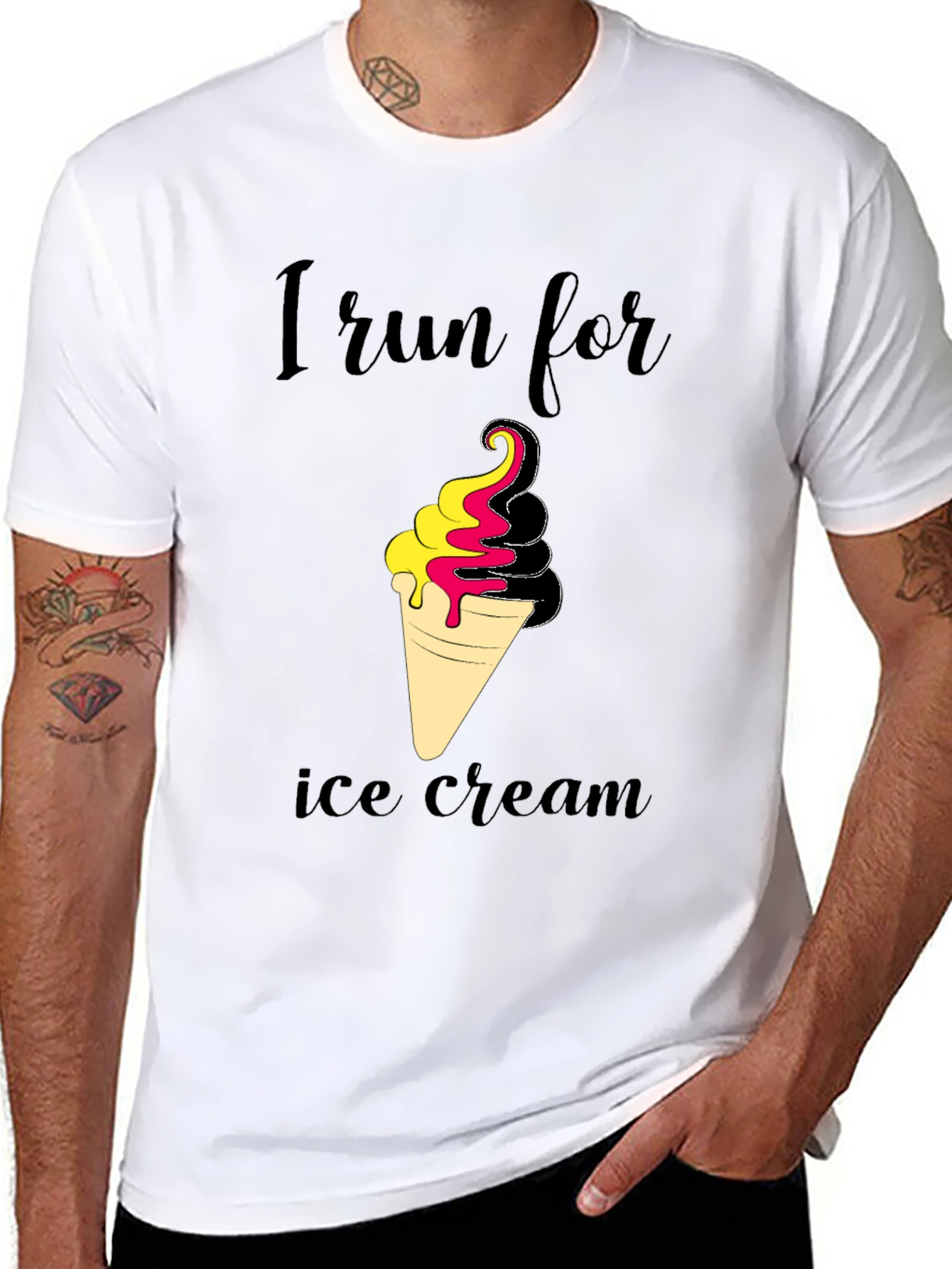 Black I Run For Ice Cream Black T-Shirt view 8