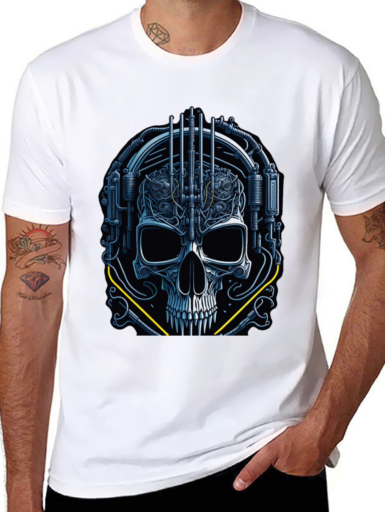 Black Cyberpunk Skull Graphic Tee - Dark Future Style view 8