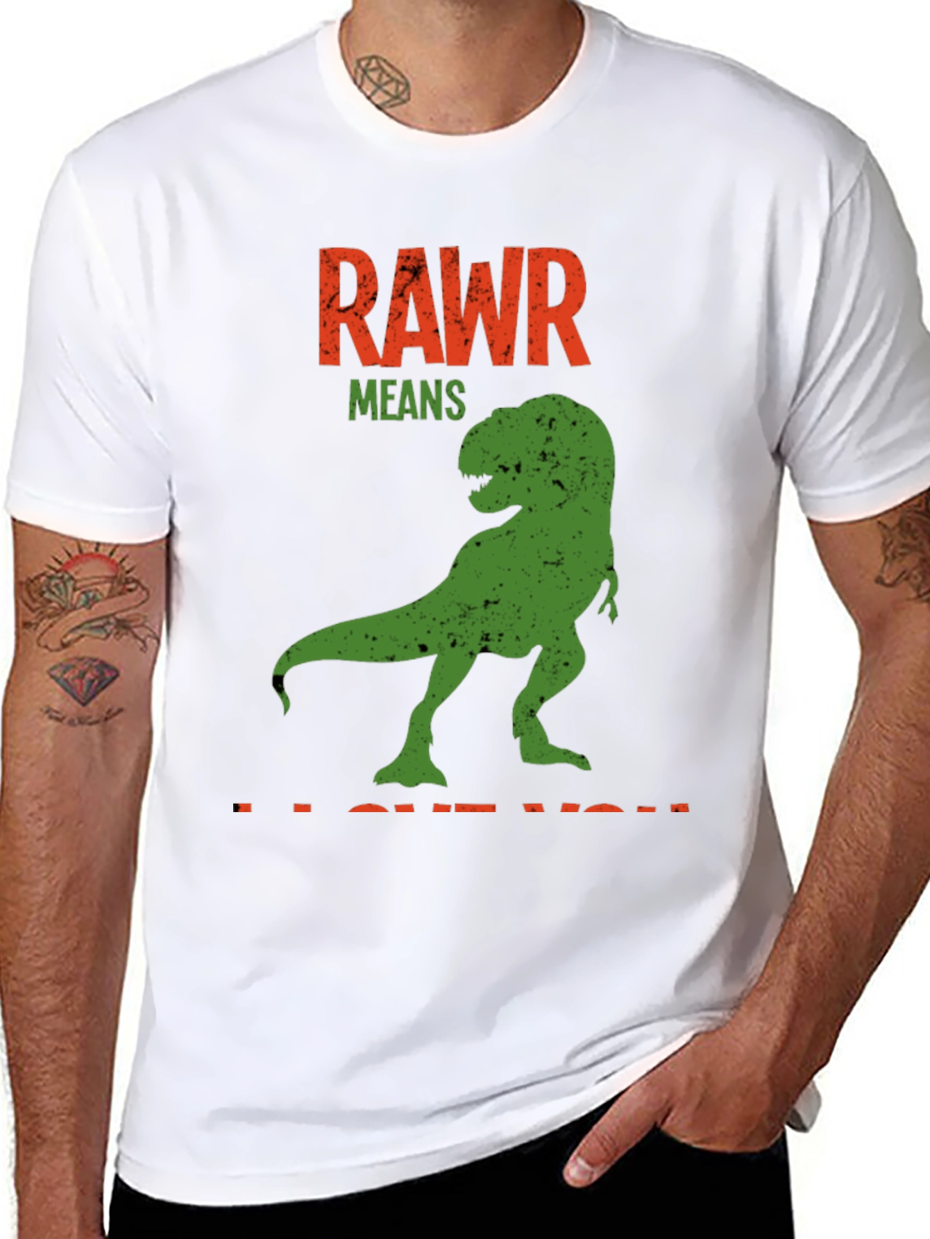 Black Rawr Means I Love You Dinosaur T-Shirt view 8