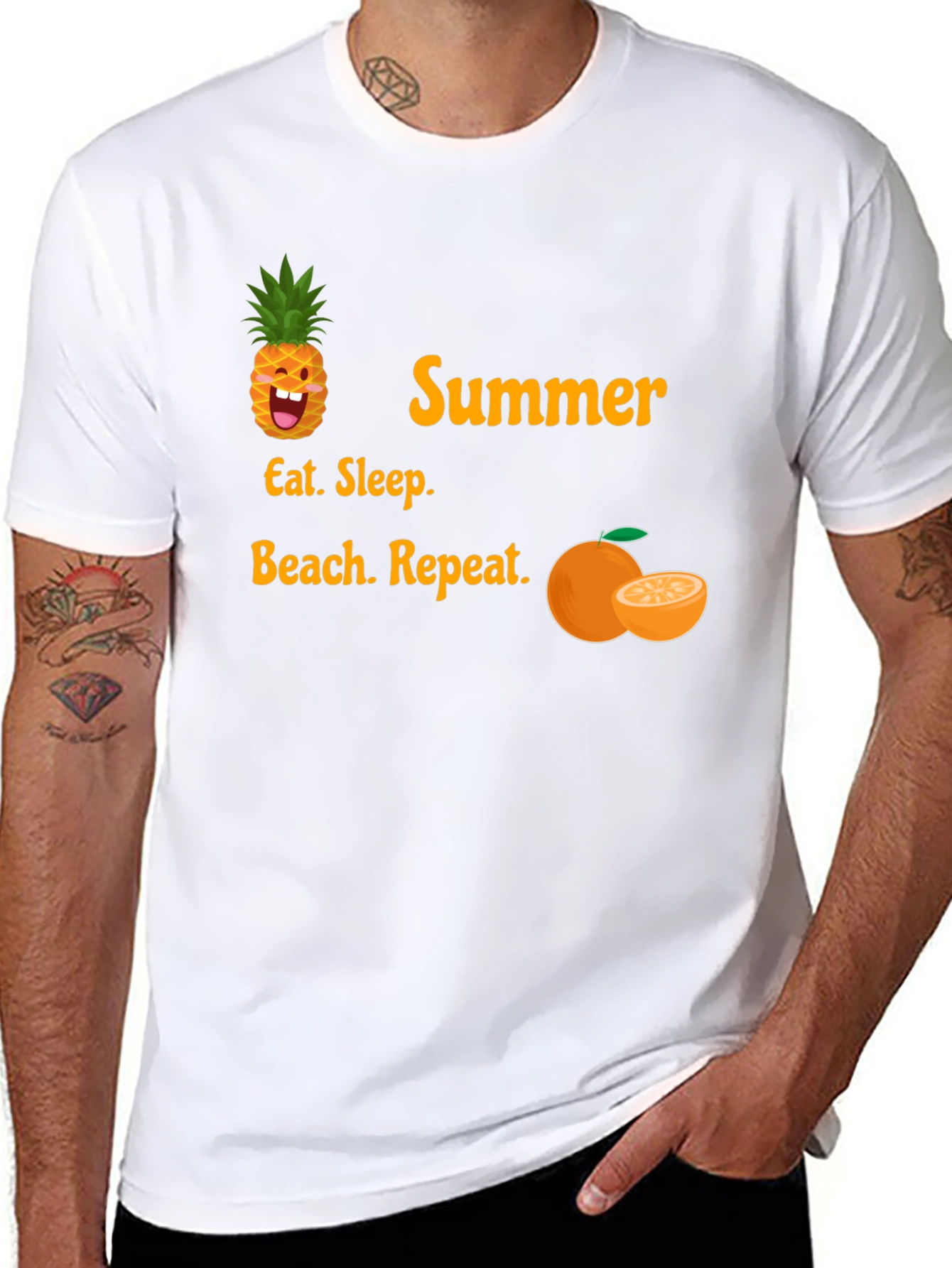 Black Summer T-Shirt: Eat, Sleep, Beach, Repeat view 8
