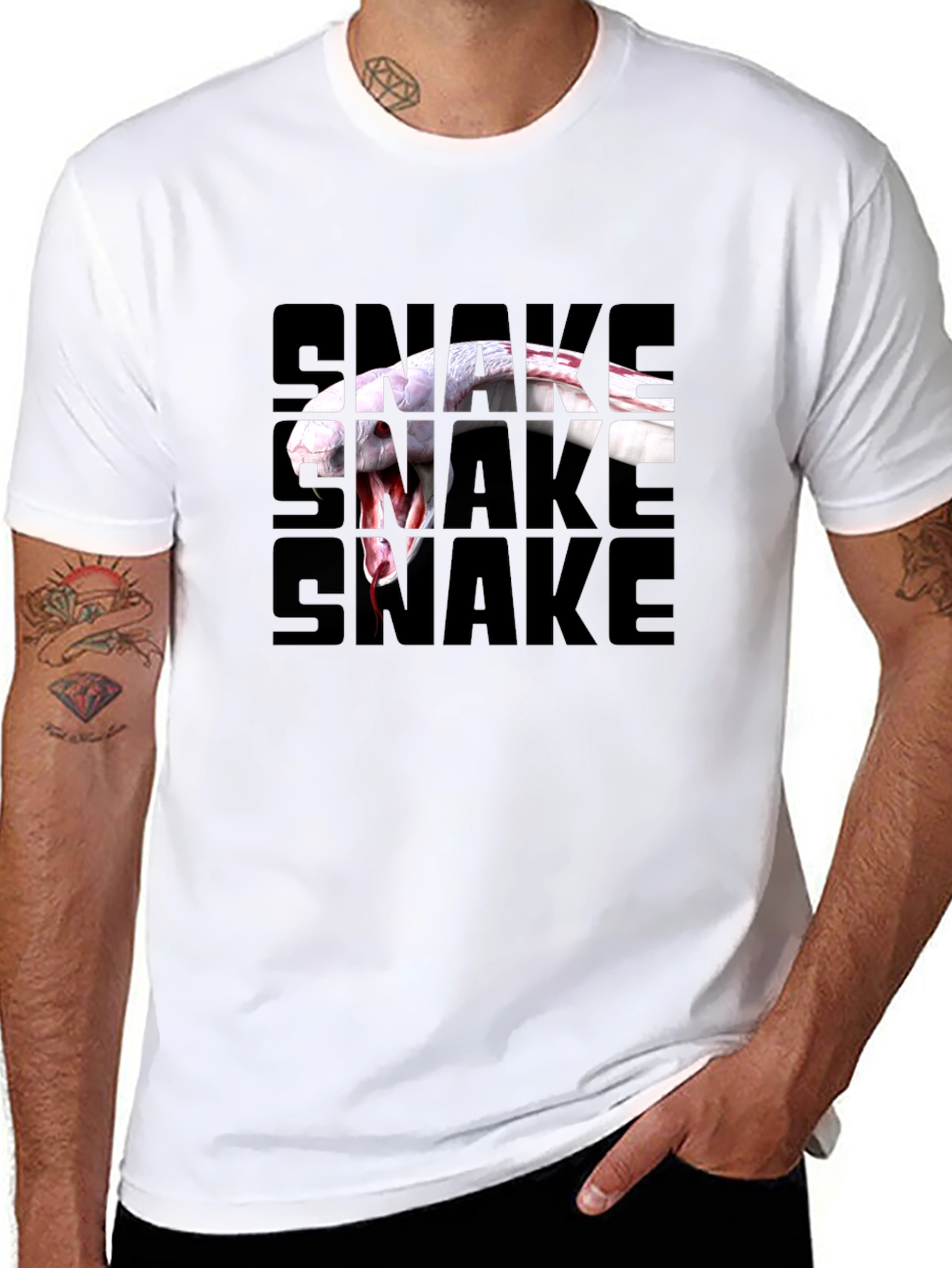 Black Snake Graphic T-Shirt - Black Crew Neck Tee view 8