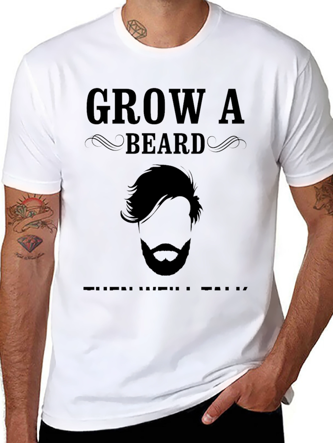 Black Grow a Beard T-Shirt - Funny Men's Tee view 8