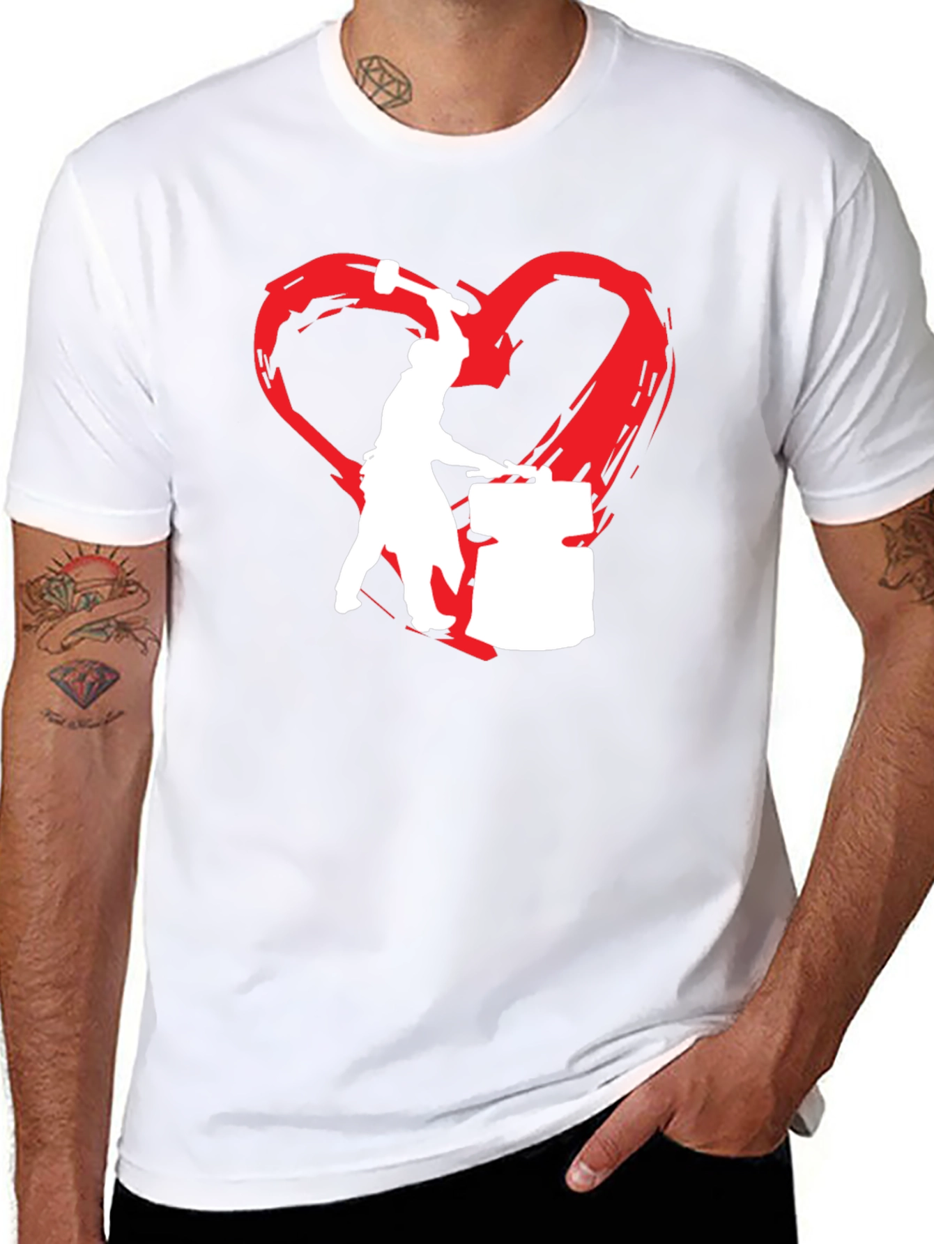 Black Blacksmith Love T-Shirt - Forging Hearts view 8