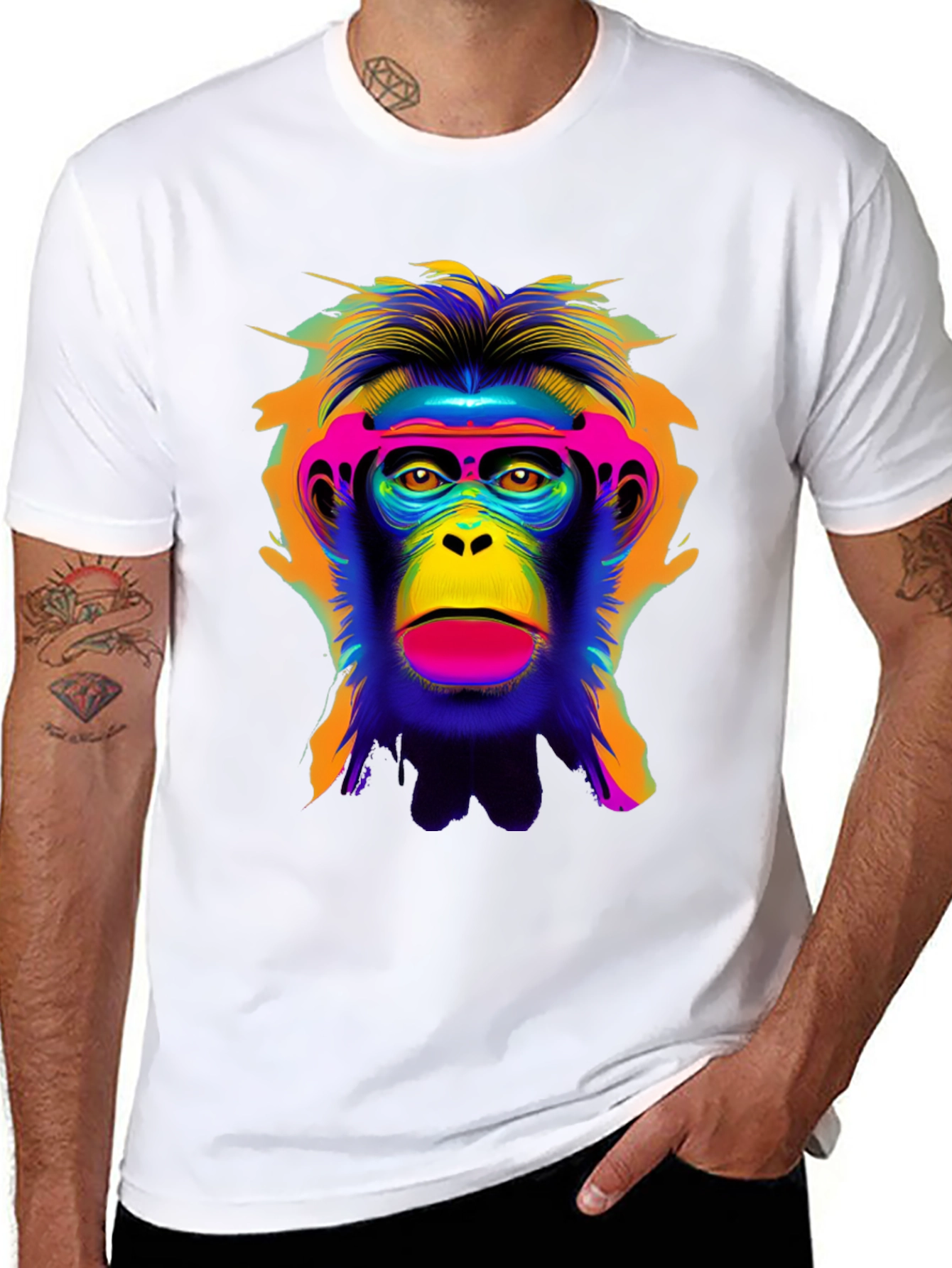 Black Vibrant Monkey Graphic Tee - Bold Statement Shirt view 8