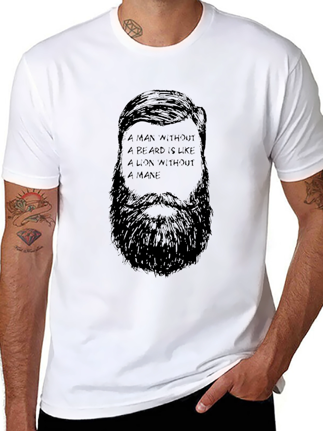 Black Bearded Man Quote Graphic Tee - Black view 8