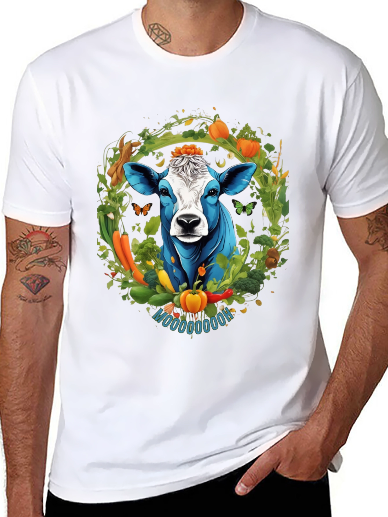 Black Vegan Cow Graphic Tee - Farm Fresh Style view 8
