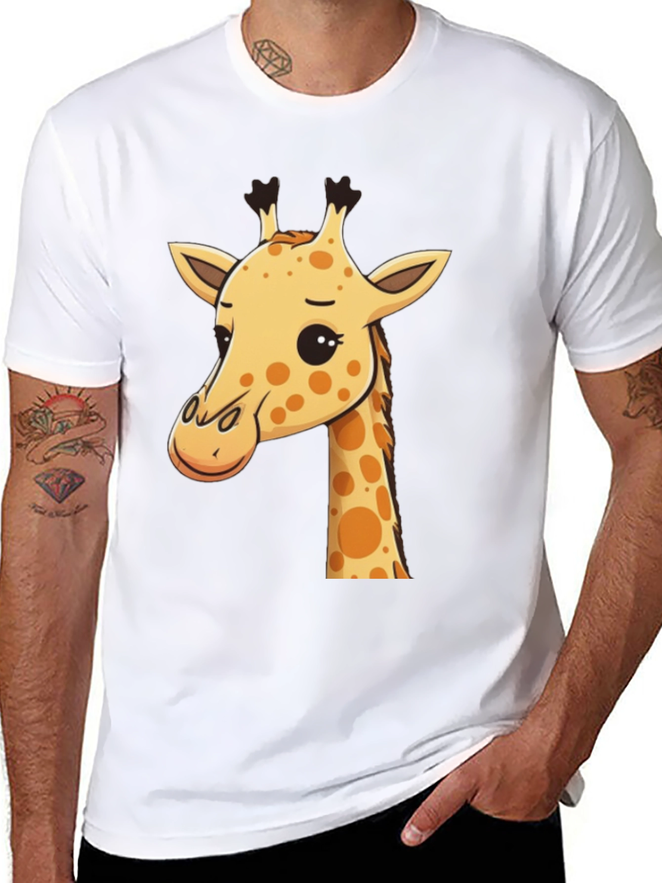 Black Giraffe Graphic Tee - Men's Black Crew Neck view 8