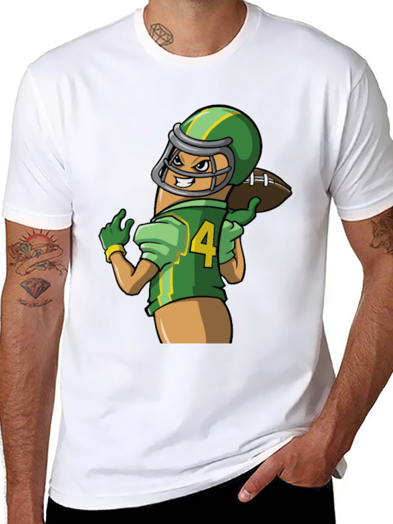 Black Funny Football Sausage Graphic Tee - Black view 8