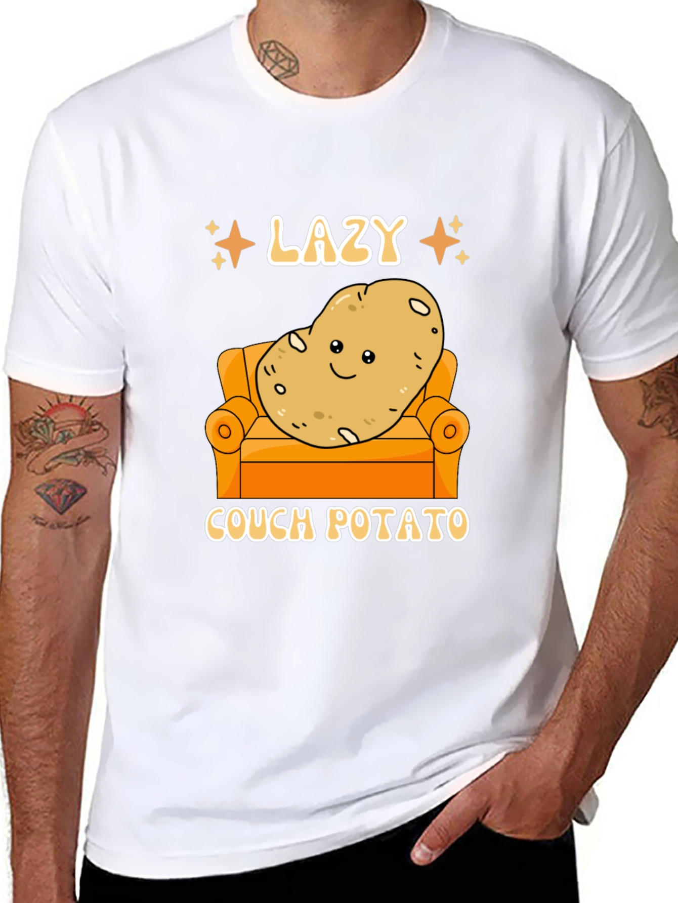 Black Lazy Couch Potato Graphic T-Shirt Funny Design view 8