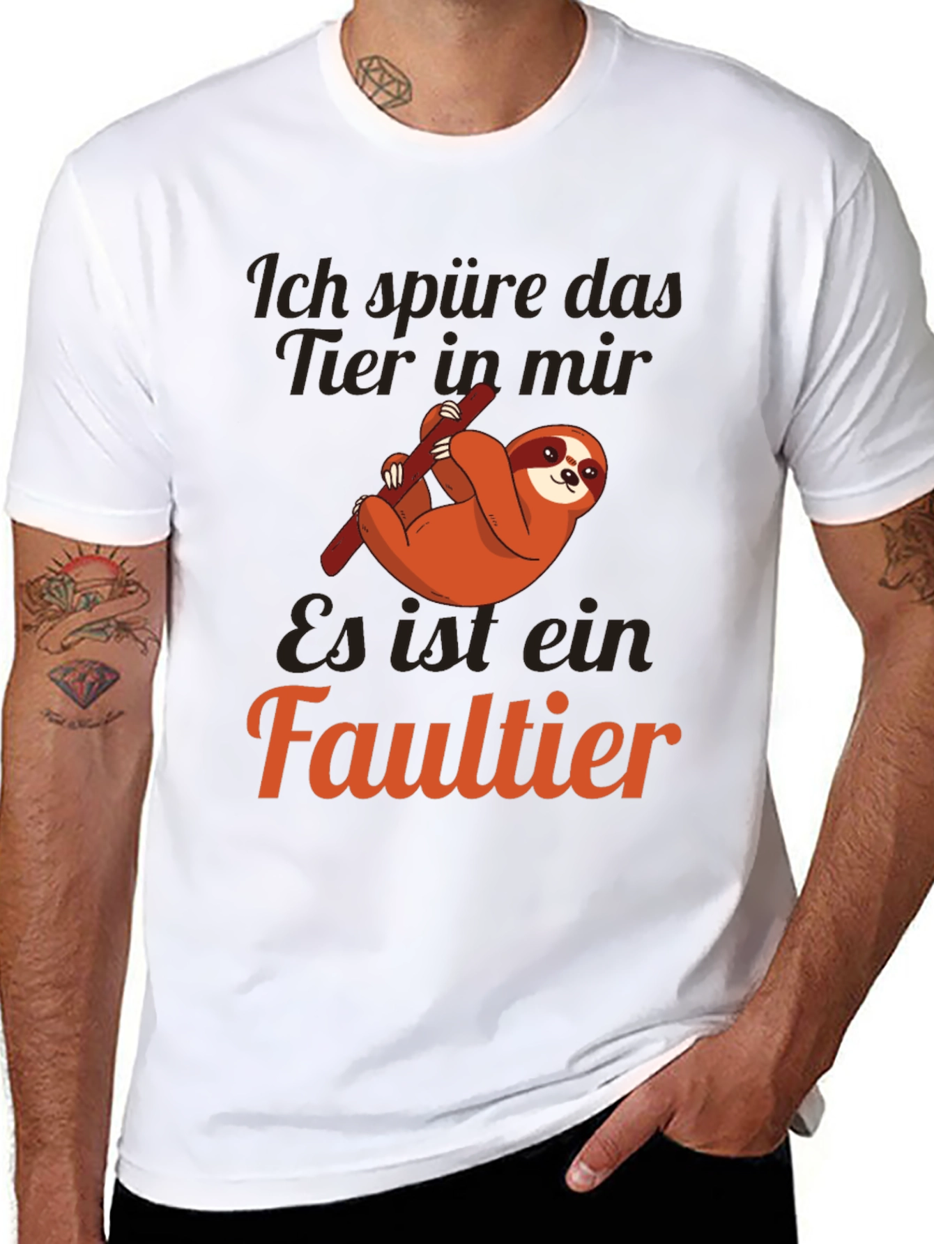 Black Funny Sloth T-Shirt - "Ich spüre das Tier in mir" view 8
