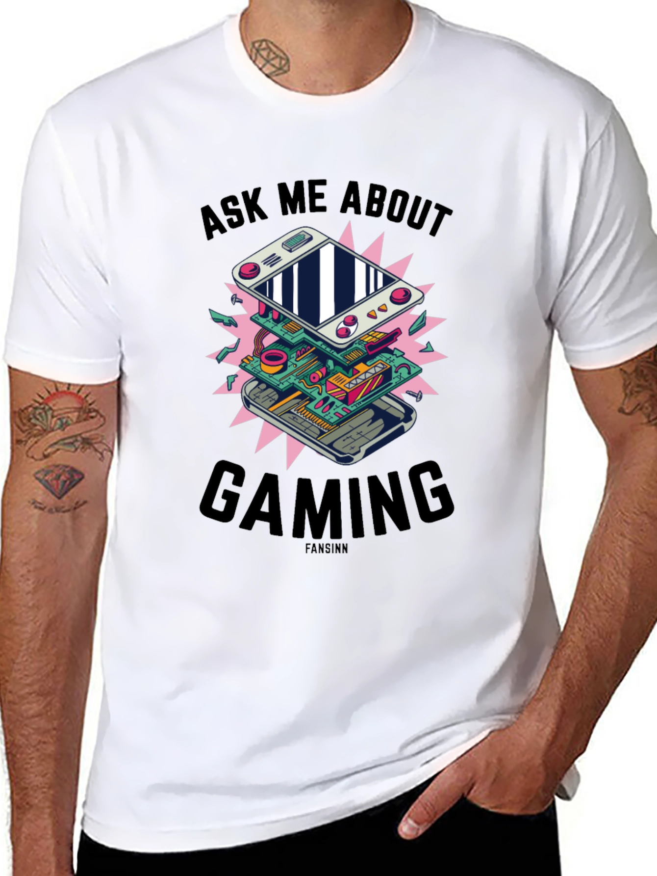 Black Ask Me About Gaming Graphic T-Shirt view 8