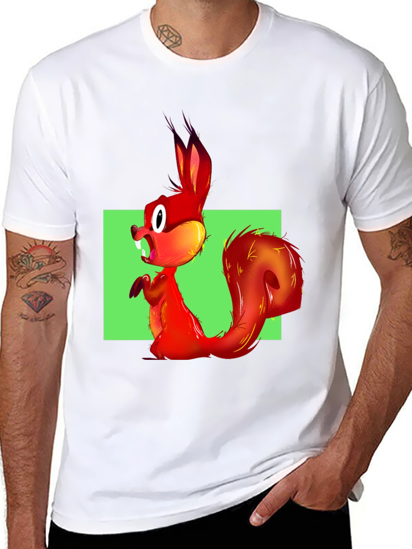 Black Squirrel Graphic Tee - Bold Cartoon Animal Print view 8