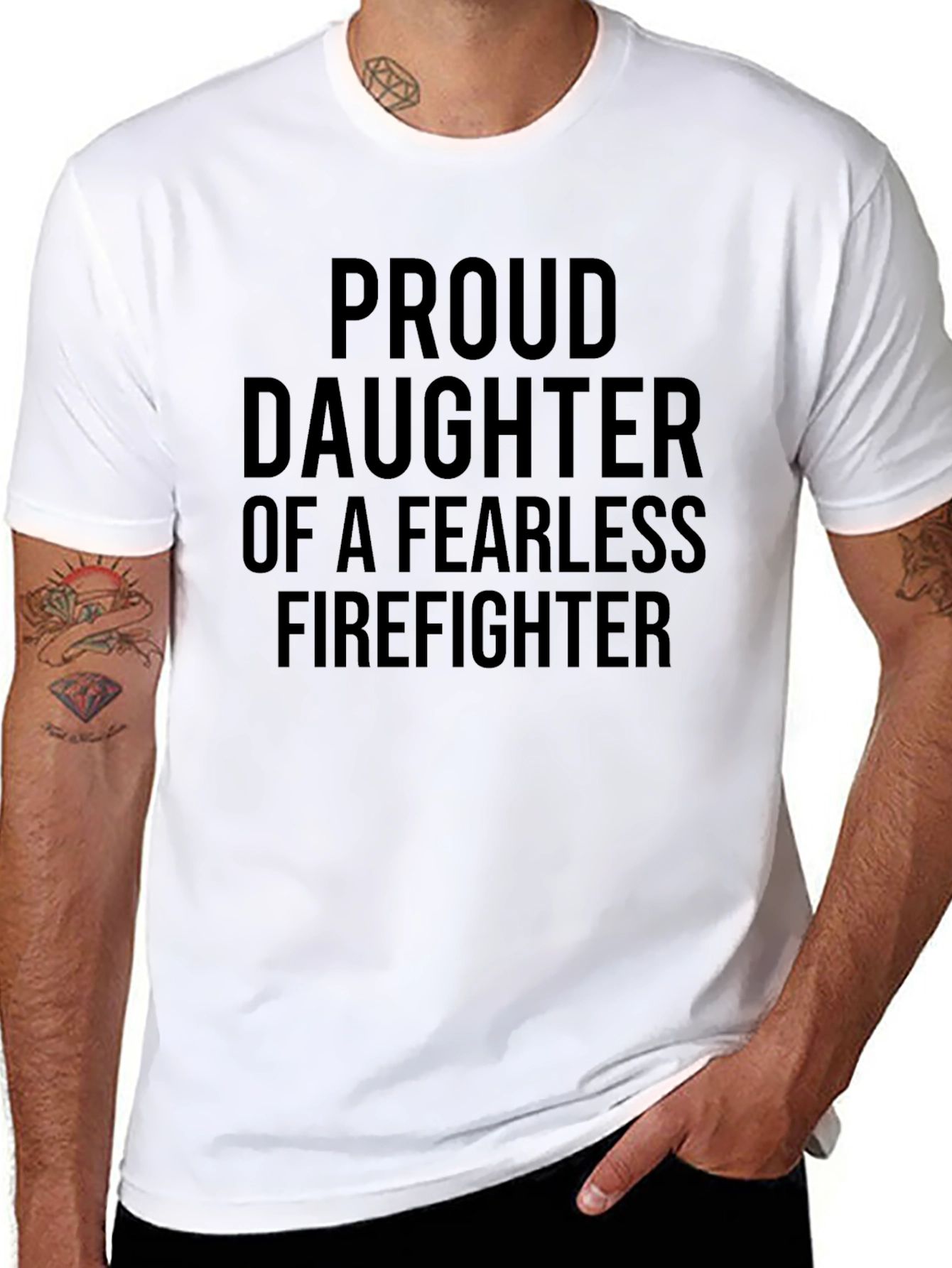 Black Proud Firefighter Daughter Graphic Tee view 8