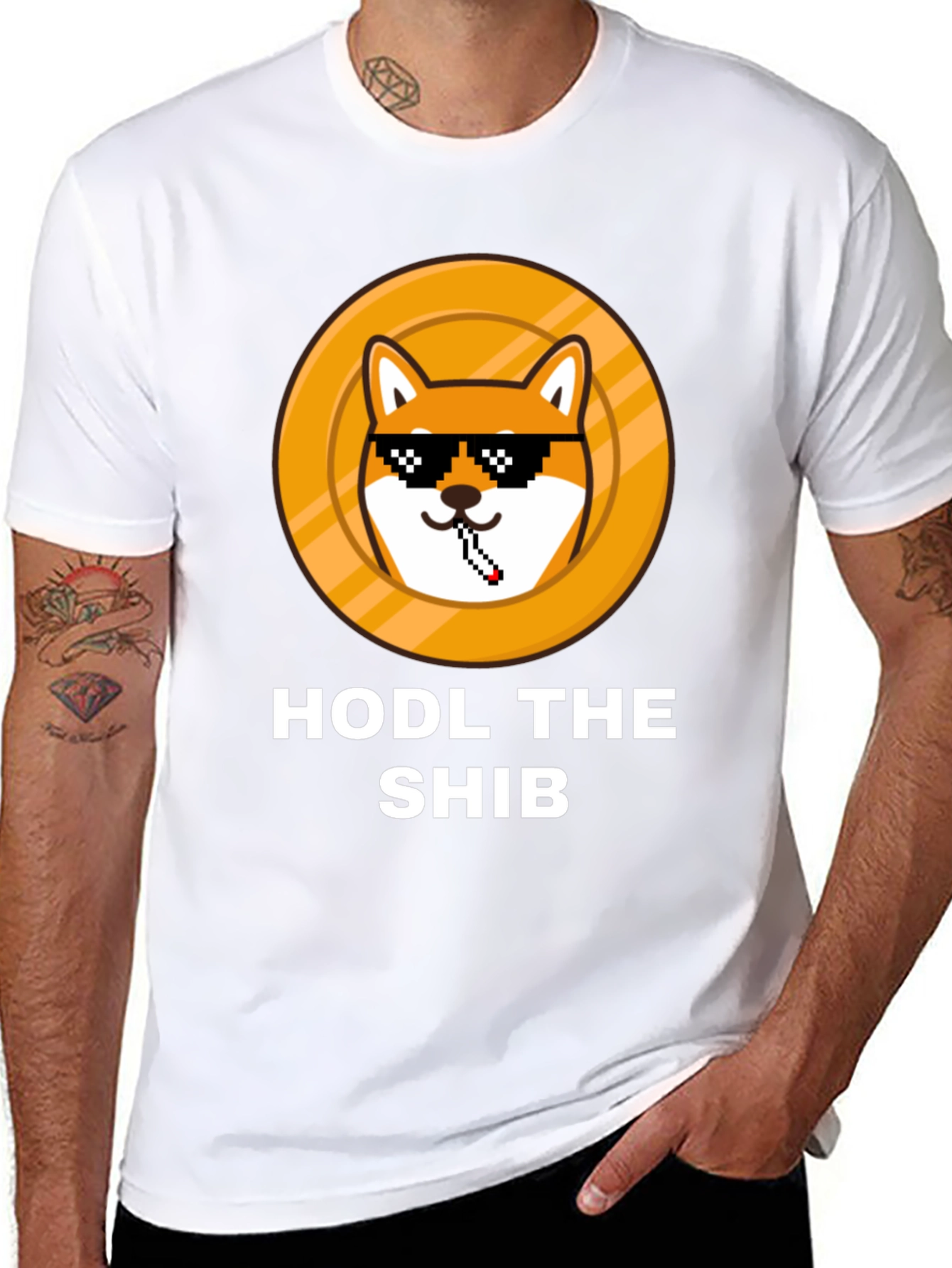 Black HODL THE SHIB Black T-Shirt view 8