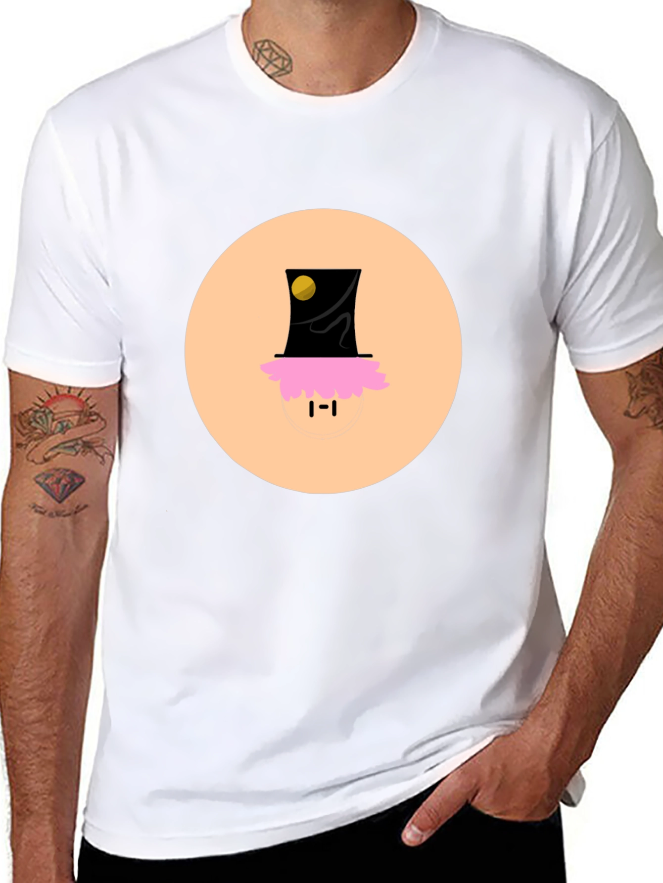 Black Funky Top Hat Tee - Unique Graphic Print T-Shirt view 8