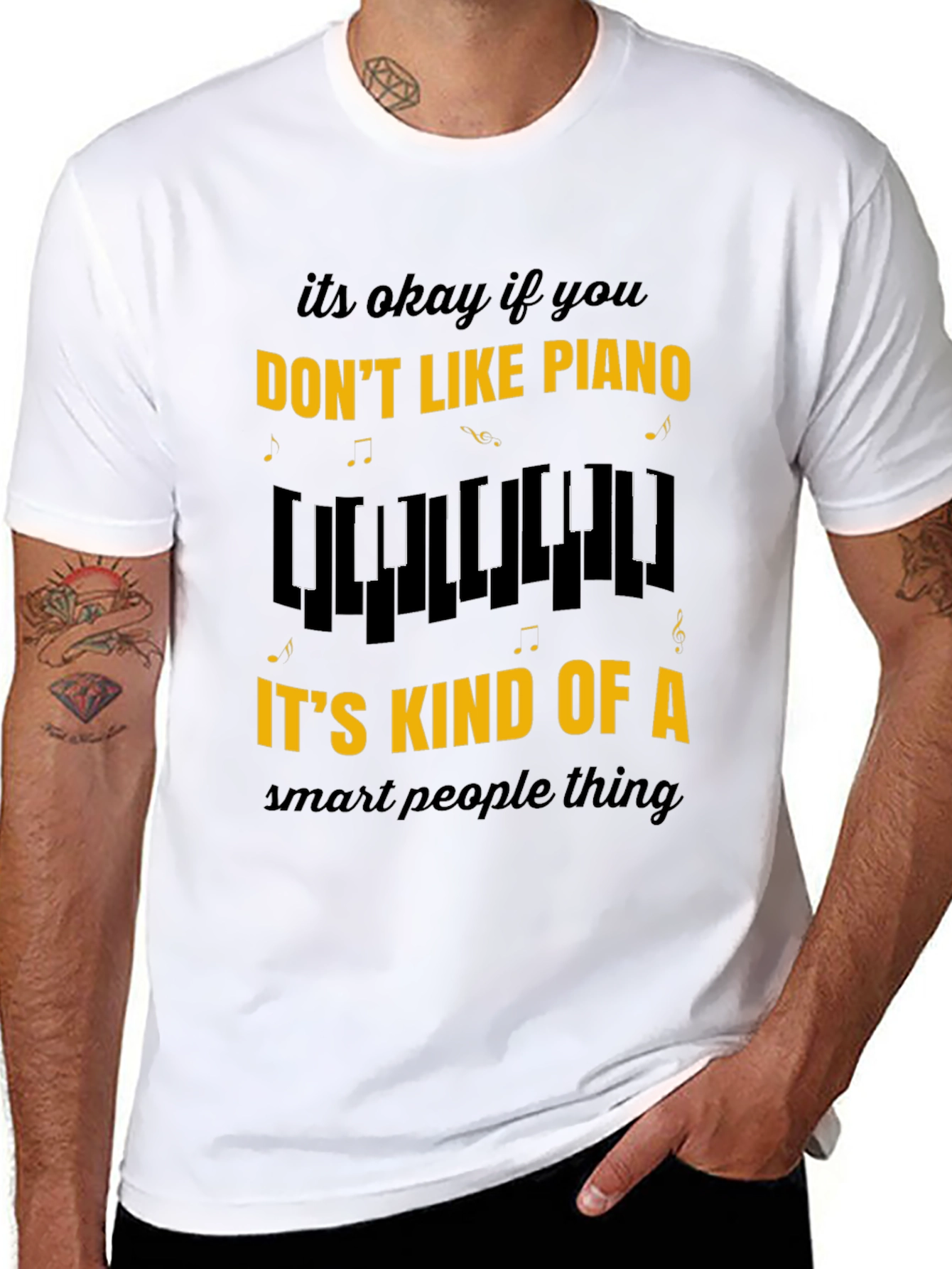 Black Funny Piano Lover Tee - Smart People Music Shirt view 8