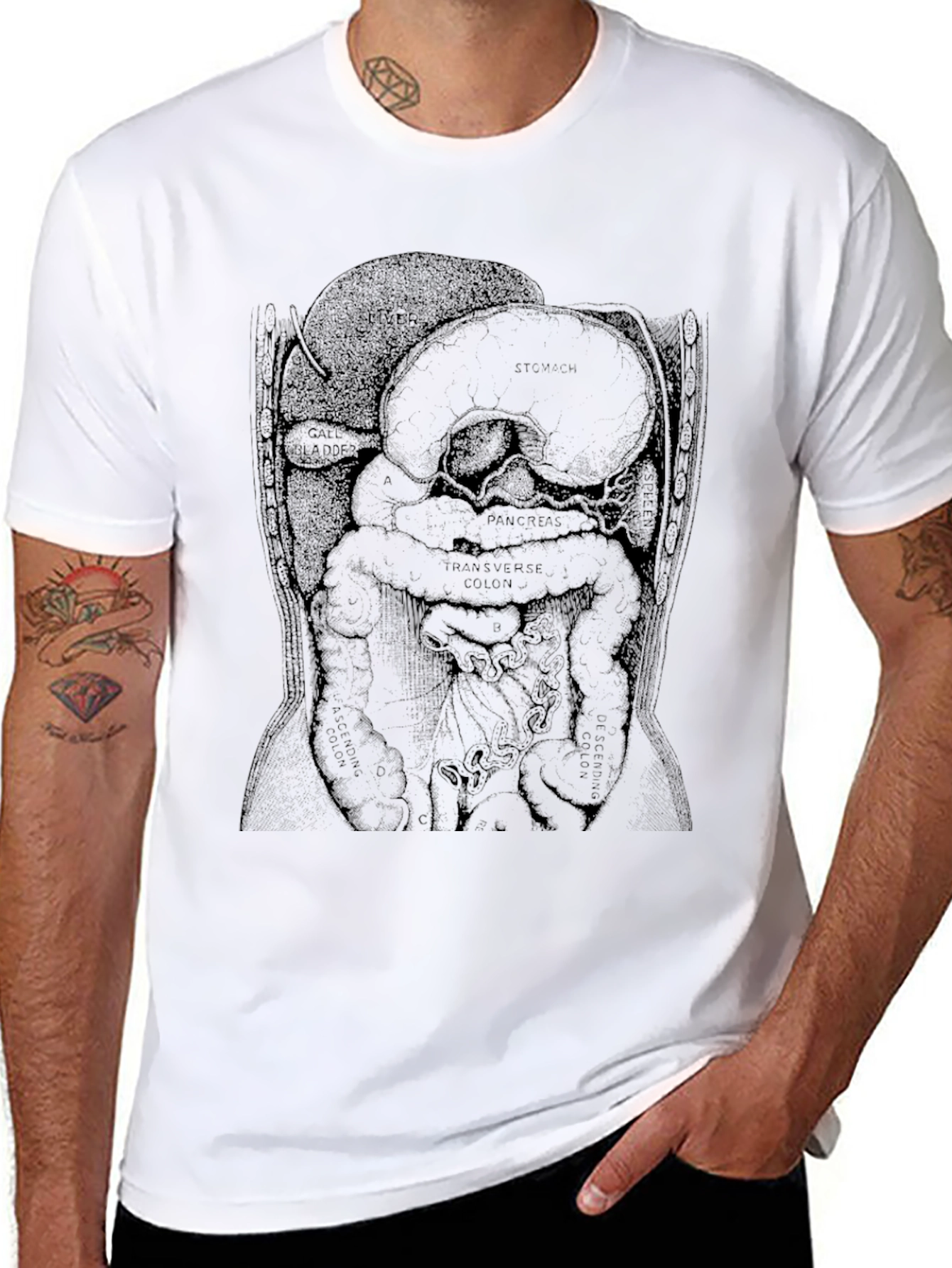 Black Anatomical Diagram T-Shirt - Black view 8