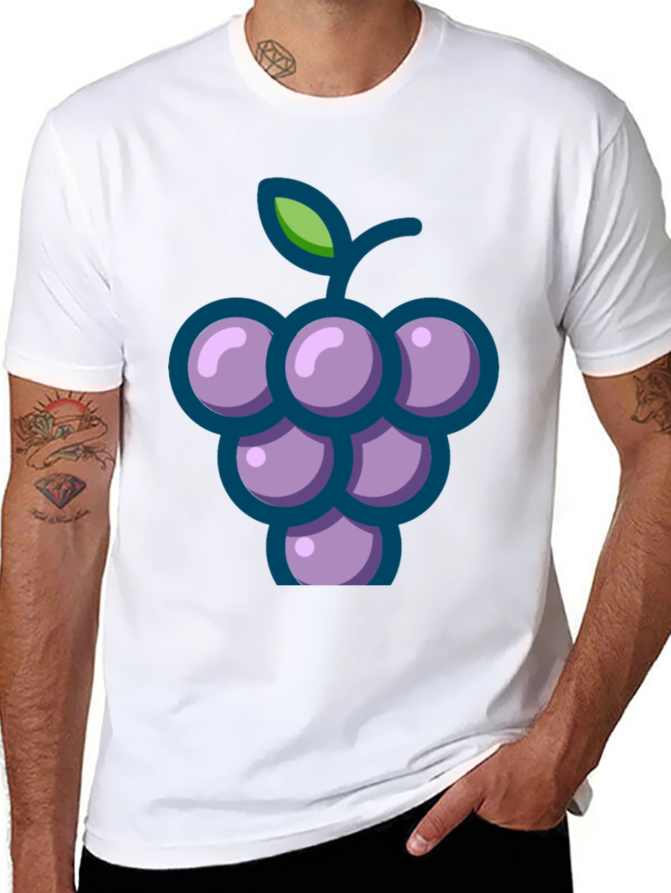 Black Grapes Graphic Tee - Casual Black T-Shirt view 8