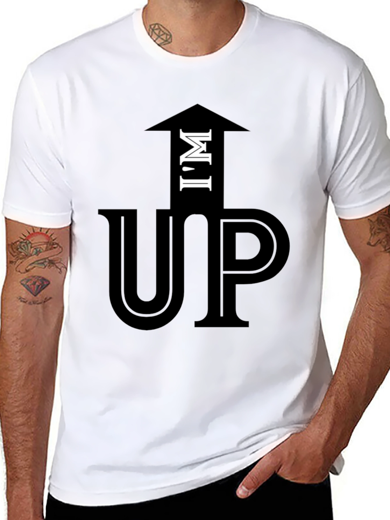 Black I'm Up Funny Graphic T-Shirt Casual Cotton Tee view 8