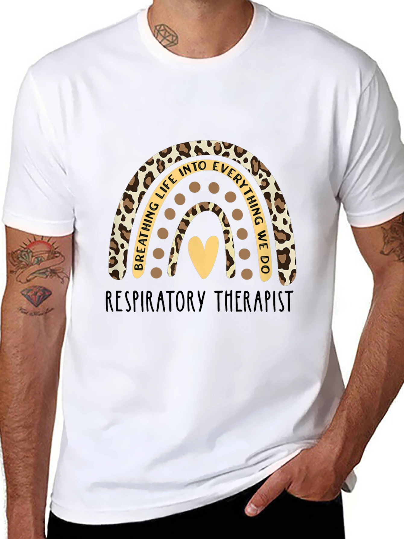 Black Respiratory Therapist Rainbow Graphic Tee view 8