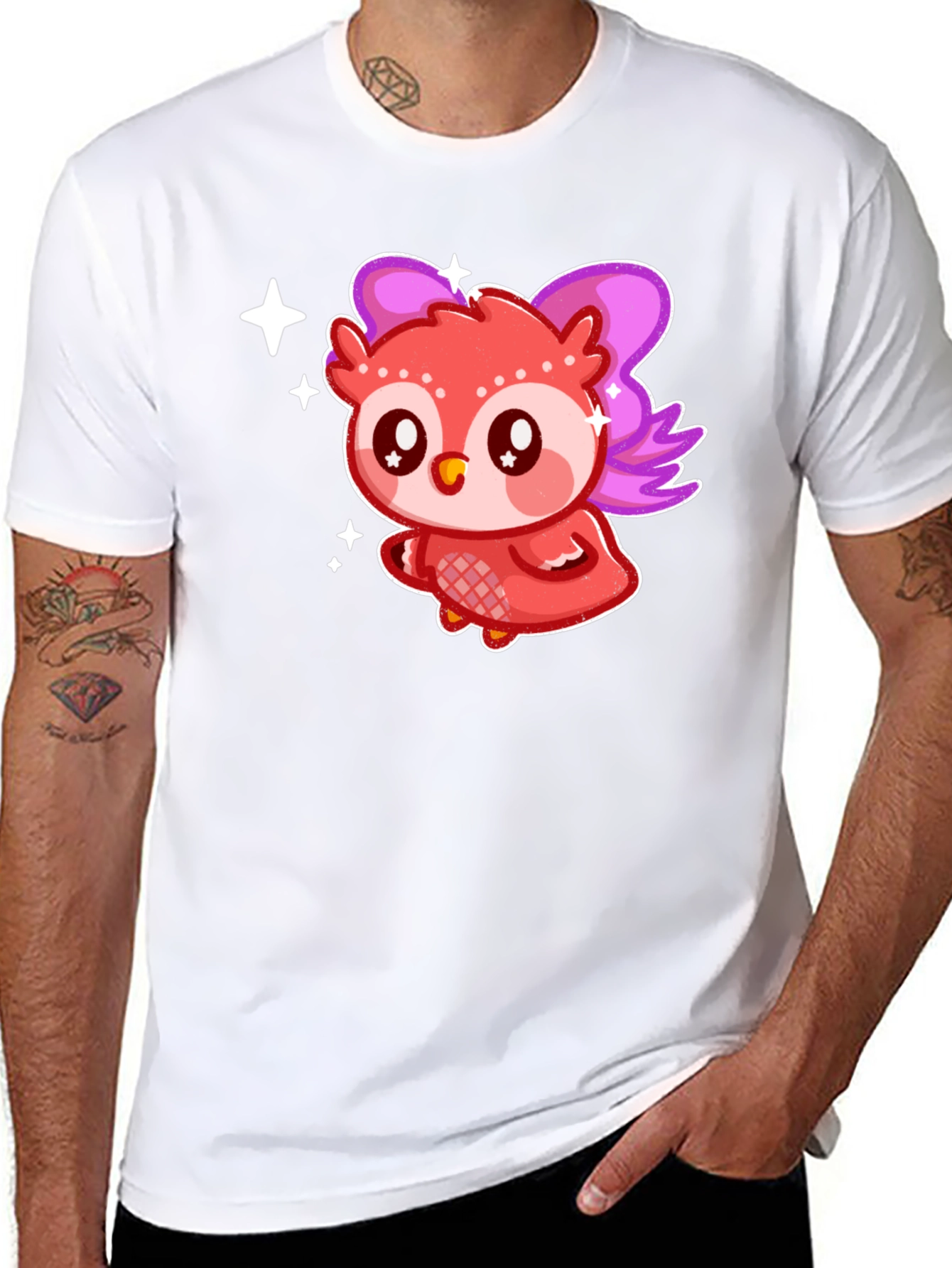 Black Cute Kawaii Owl T-Shirt view 8