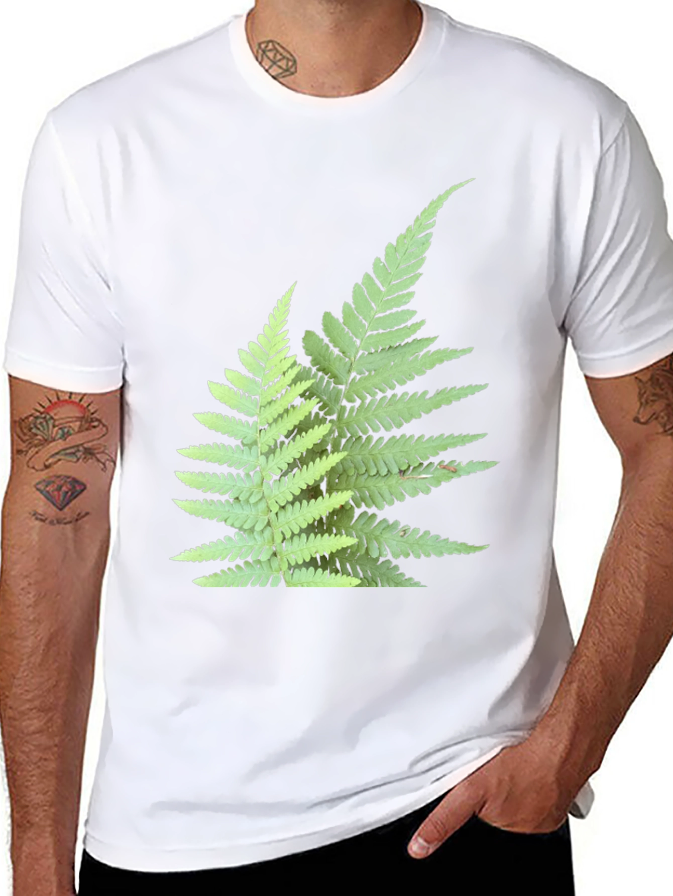 Black Fern Print Black T-Shirt view 8