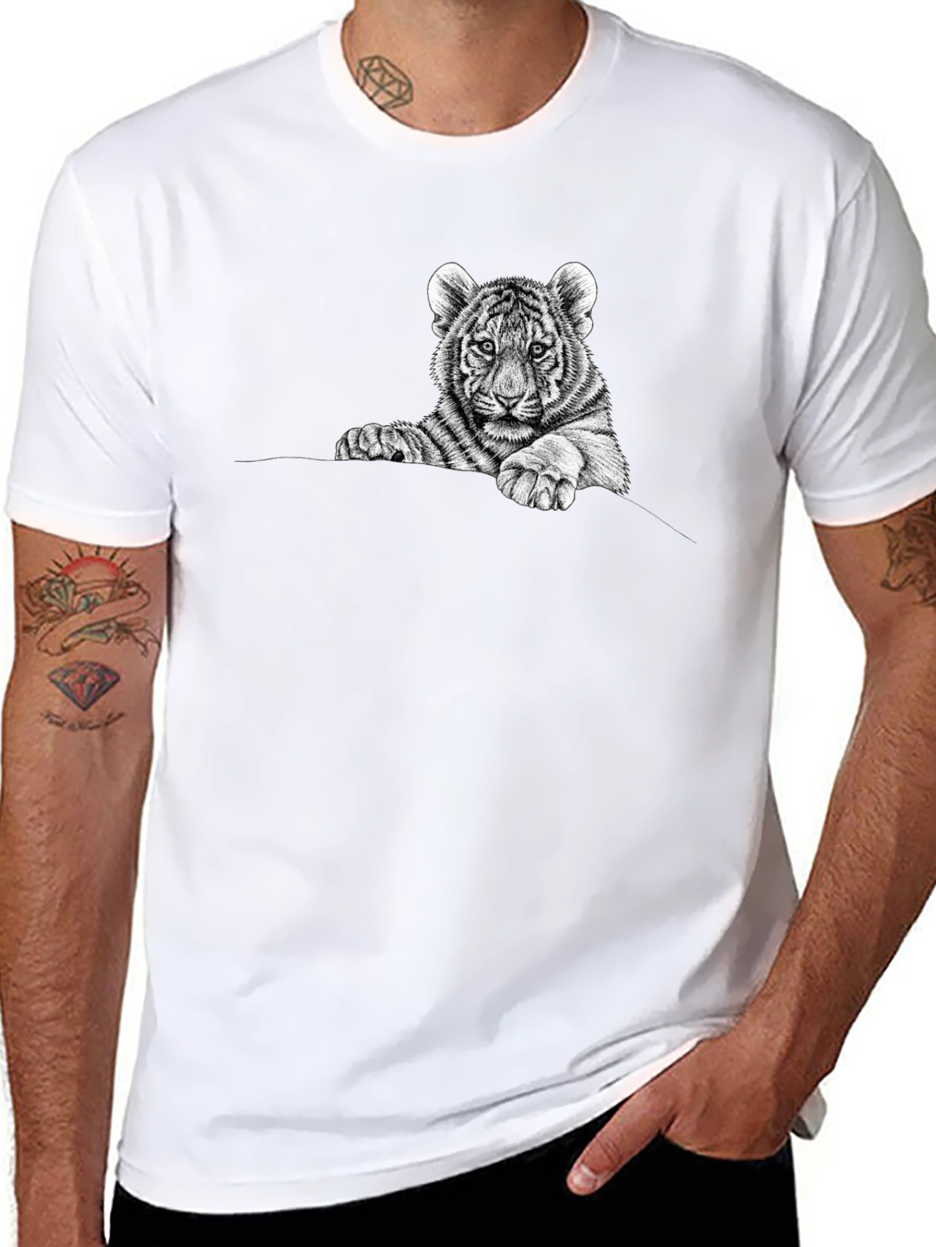 Black Tiger Cub Graphic Tee - Black Cotton view 8