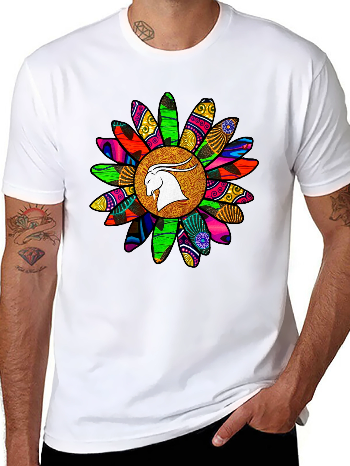 Black Capricorn Sunflower Graphic T-Shirt - Astrology Tee view 8