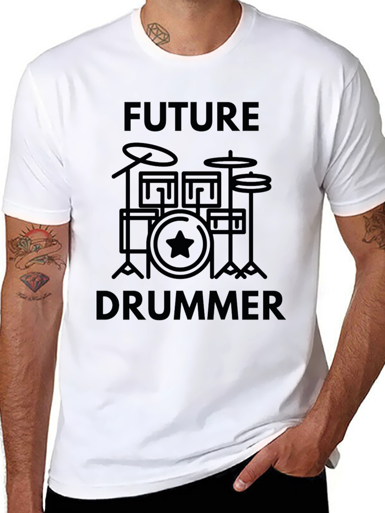 Black Future Drummer T-Shirt - Music Lover Gift view 8