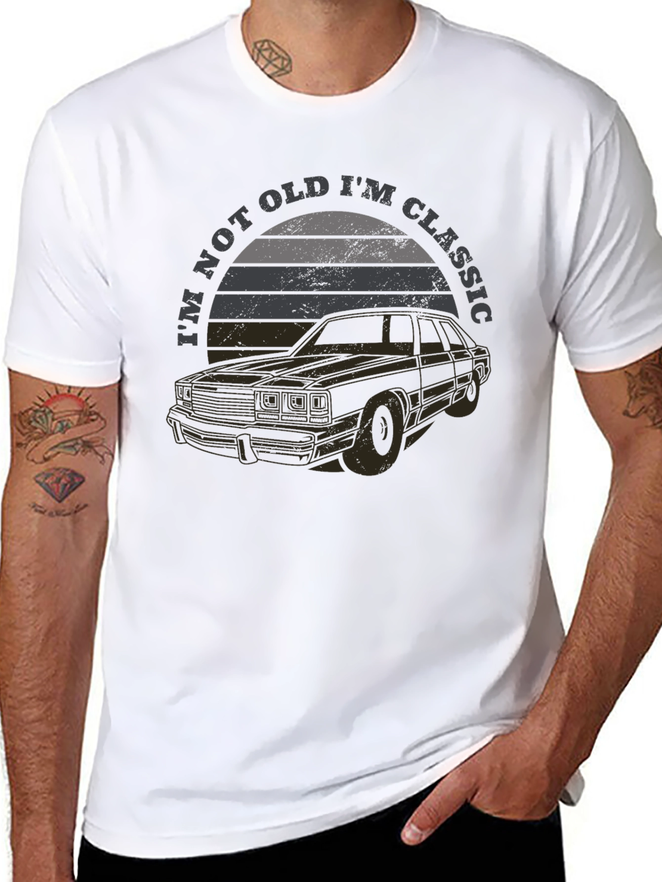 Black Classic Car T-Shirt - I'm Not Old I'm Classic view 8