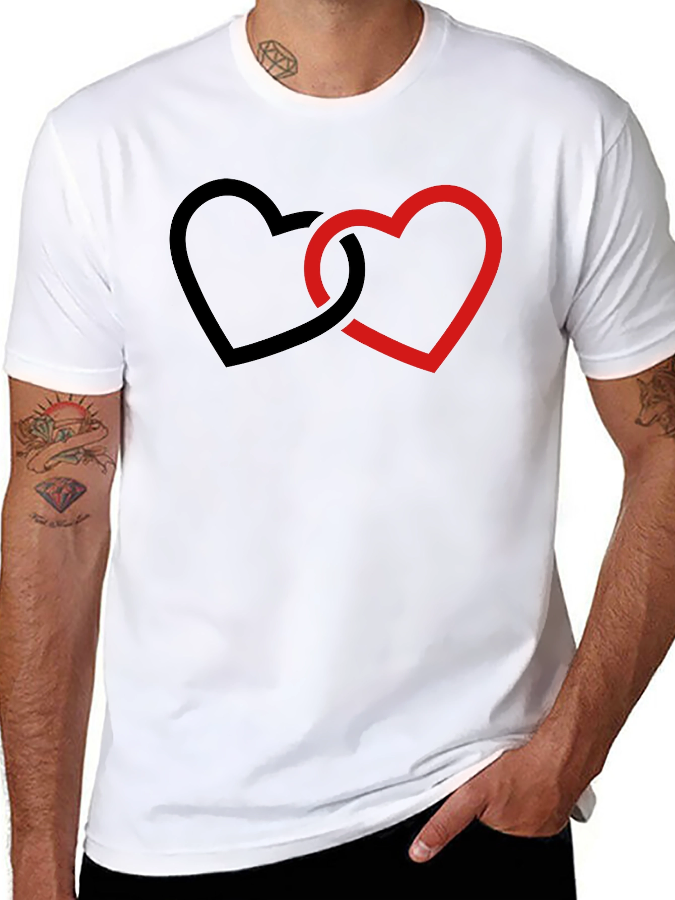 Black Linked Hearts Graphic Black T-Shirt view 8