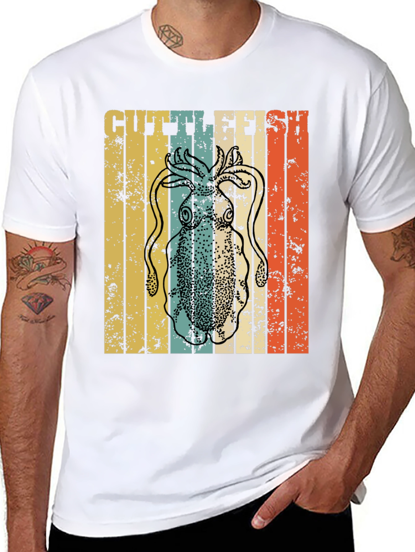 Black Retro Cuttlefish Graphic Tee view 8