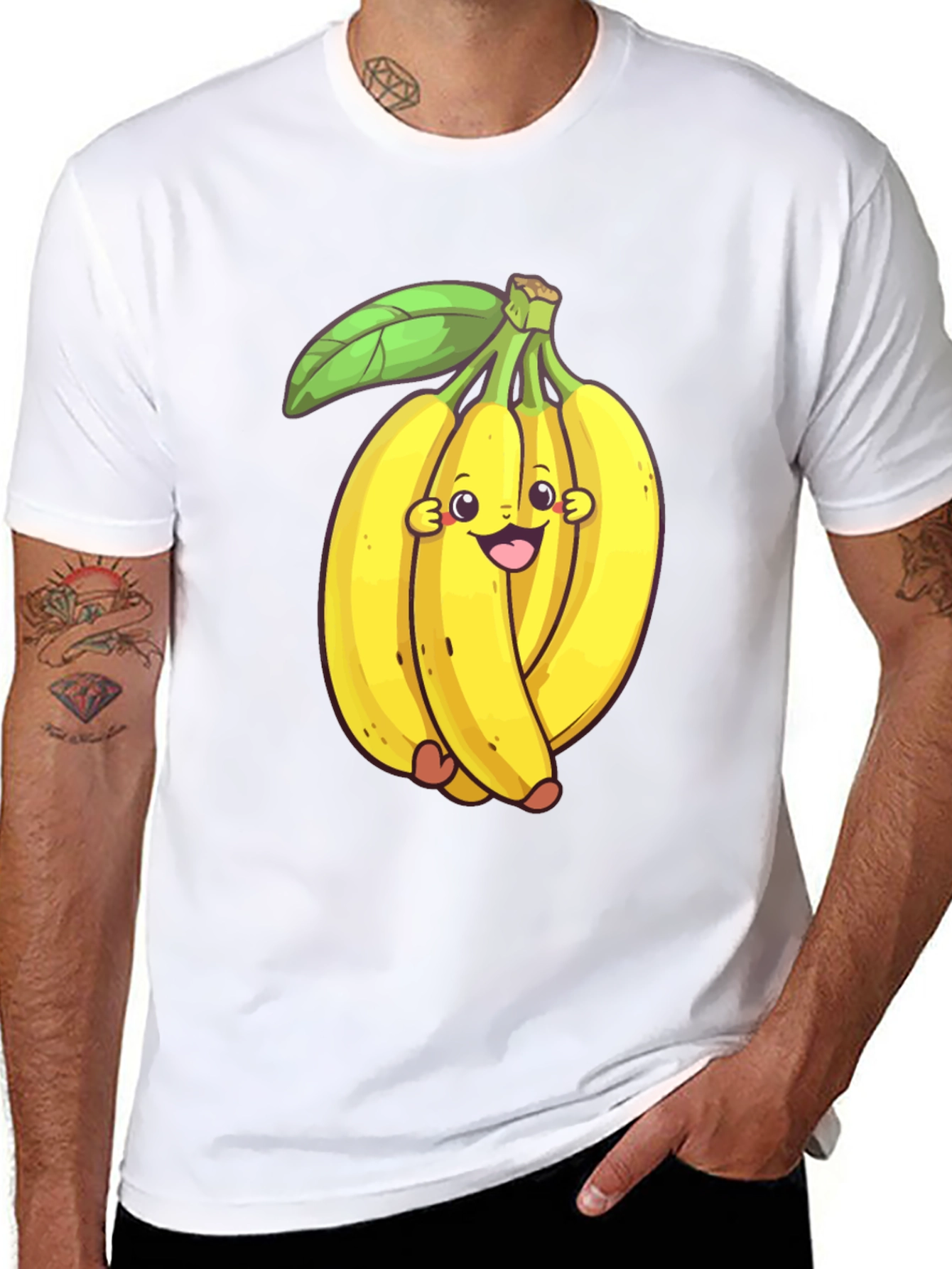 Black Funny Banana Cartoon Black T-Shirt view 8