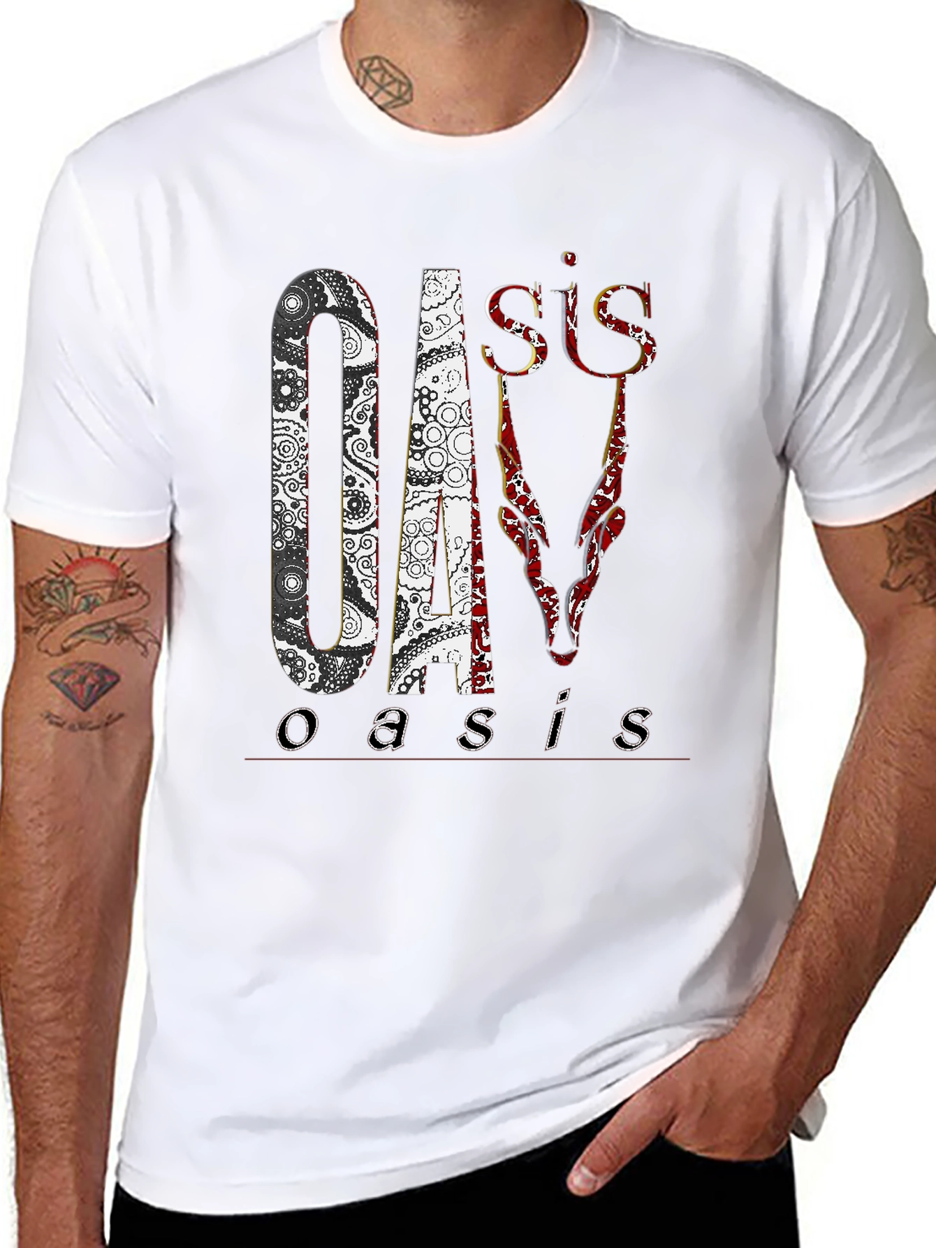 Black Oasis Band Graphic Print Black T-Shirt view 8