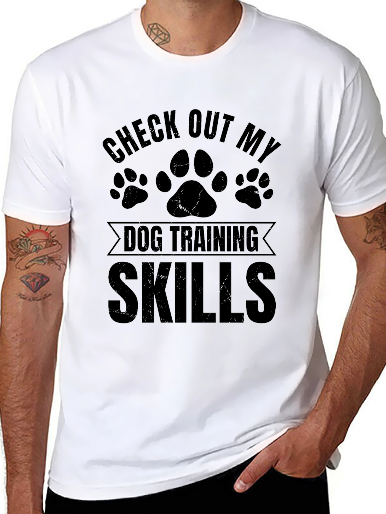 Black Dog Training Skills Graphic T-Shirt - Unisex Cotton Tee view 8
