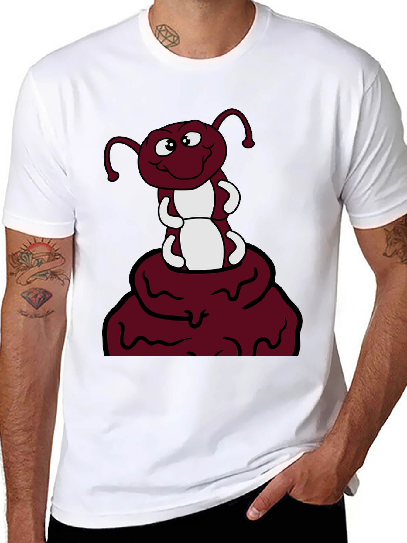 Black Funny Ant Cartoon Graphic Print Tee view 8